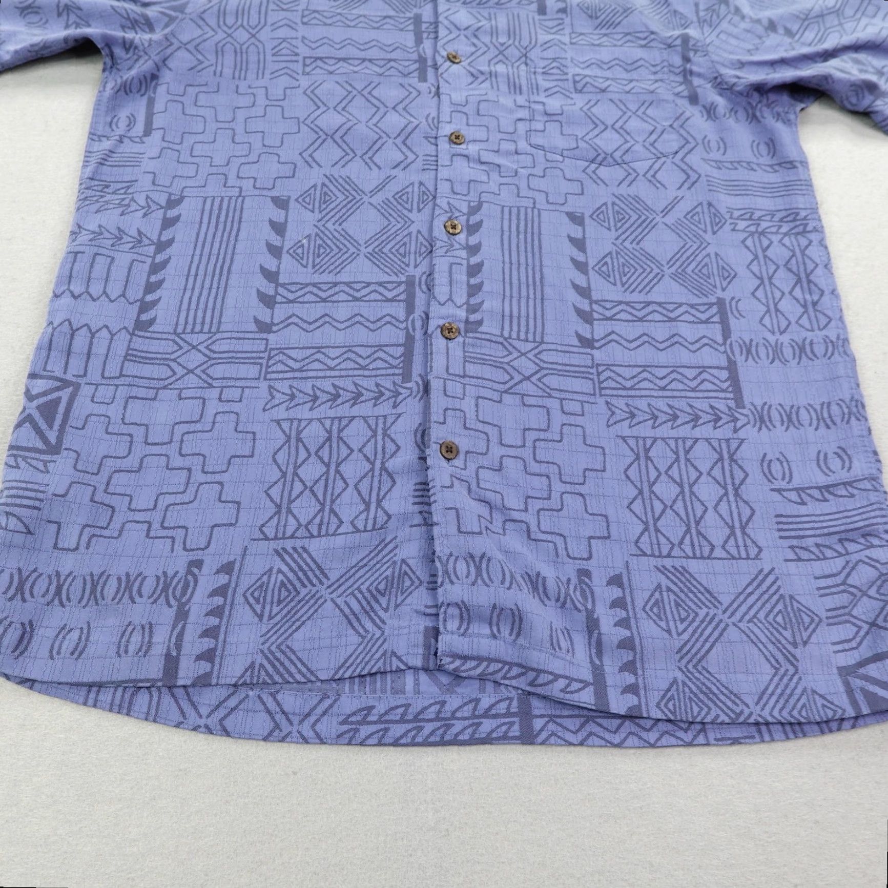 Vintage Kahala Men’s Shirt Button-Up Geometric Aloha Blue Hawaiian Tribal Medium Camp Up Casual Beach Outdoor Tropical Pockets Breathable Easy Care Size US M / EU 48-50 / 2 - 4 Thumbnail