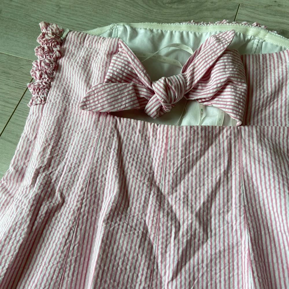 Designer Lily Pulitzer Pink White Striped Off Shoulder Ruffle Dress Size XS / US 0-2 / IT 36-38 - 4 Thumbnail
