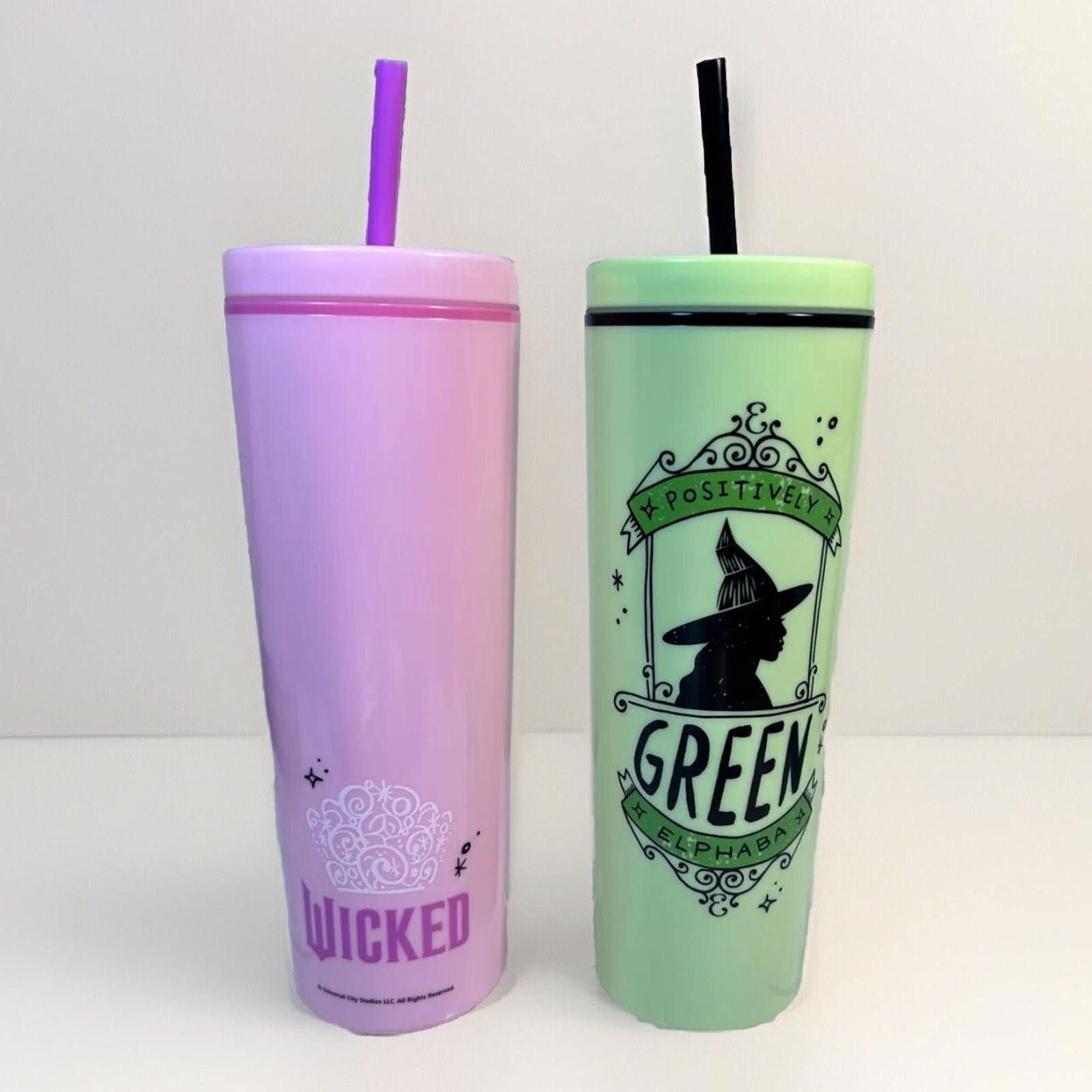 Designer 23oz Wicked 9” Tumbler Set Glinda & Elphaba Plastic Set of 2 Size ONE SIZE - 4 Thumbnail