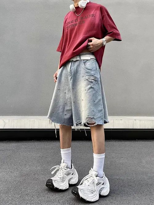 Japanese Brand Akiyama x Maeda Hot Drilling Holes Burr Jorts Size US 32 / EU 48 - 7 Thumbnail