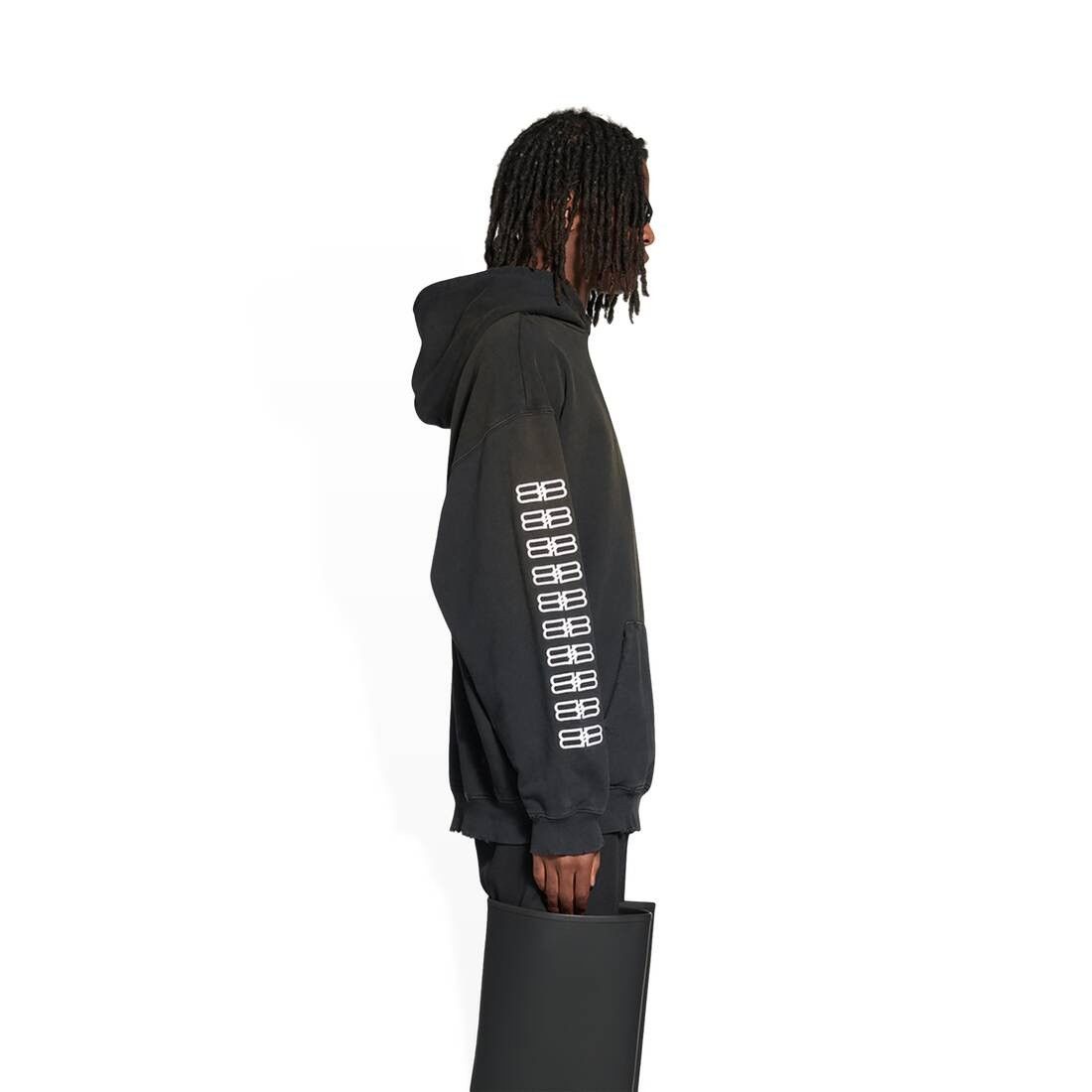 Balenciaga o1mt1gz0225 BB Paris Icon Hoodie Medium Fit in Black/White Size US L / EU 52-54 / 3 - 2 Thumbnail