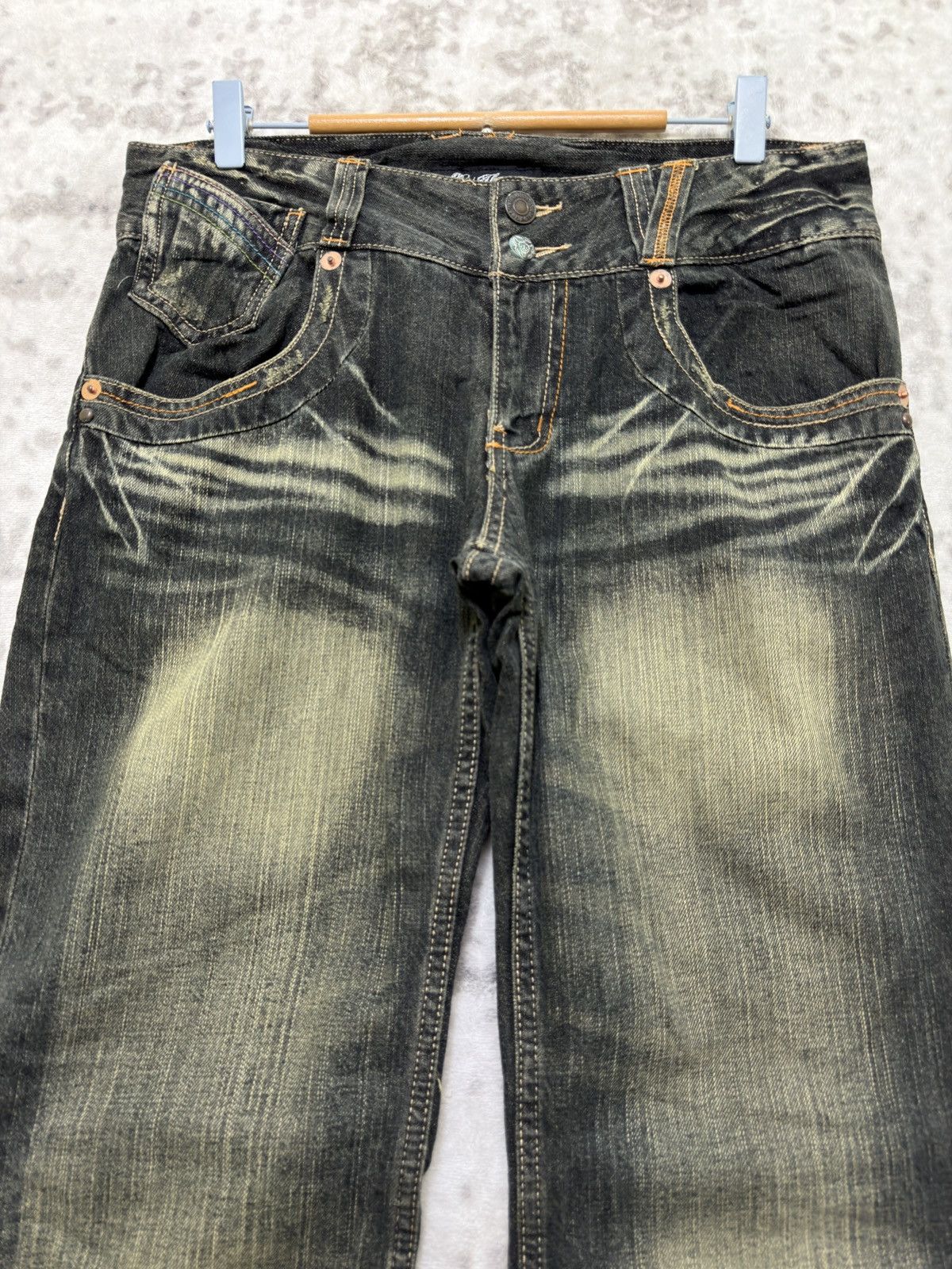 Hysteric Glamour Root Three Muddy Wash Back Buckle Y2K Straight Denim Jeans Size US 31 - 3 Thumbnail