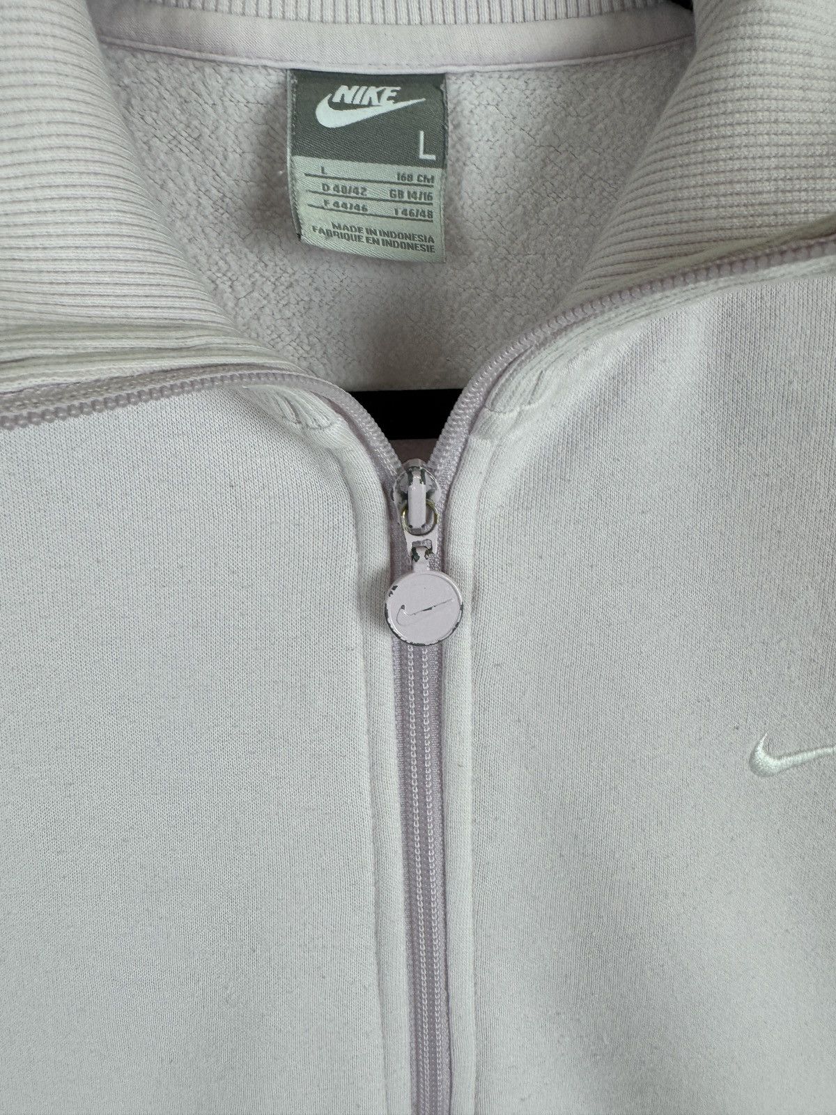 Nike × Vintage Nike vintage y2k light pink full zip pullover sweater swoosh Size L / US 10 / IT 46 - 8 Thumbnail
