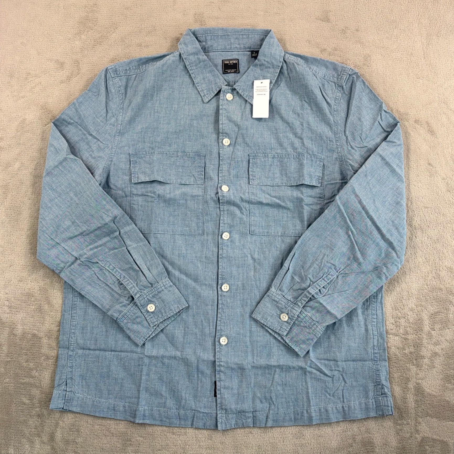Todd Snyder Todd Snyder Relaxed Chambray CPO Overshirt in Bleached Indigo Men Large NWT 48 Size US L / EU 52-54 / 3 - 5 Thumbnail