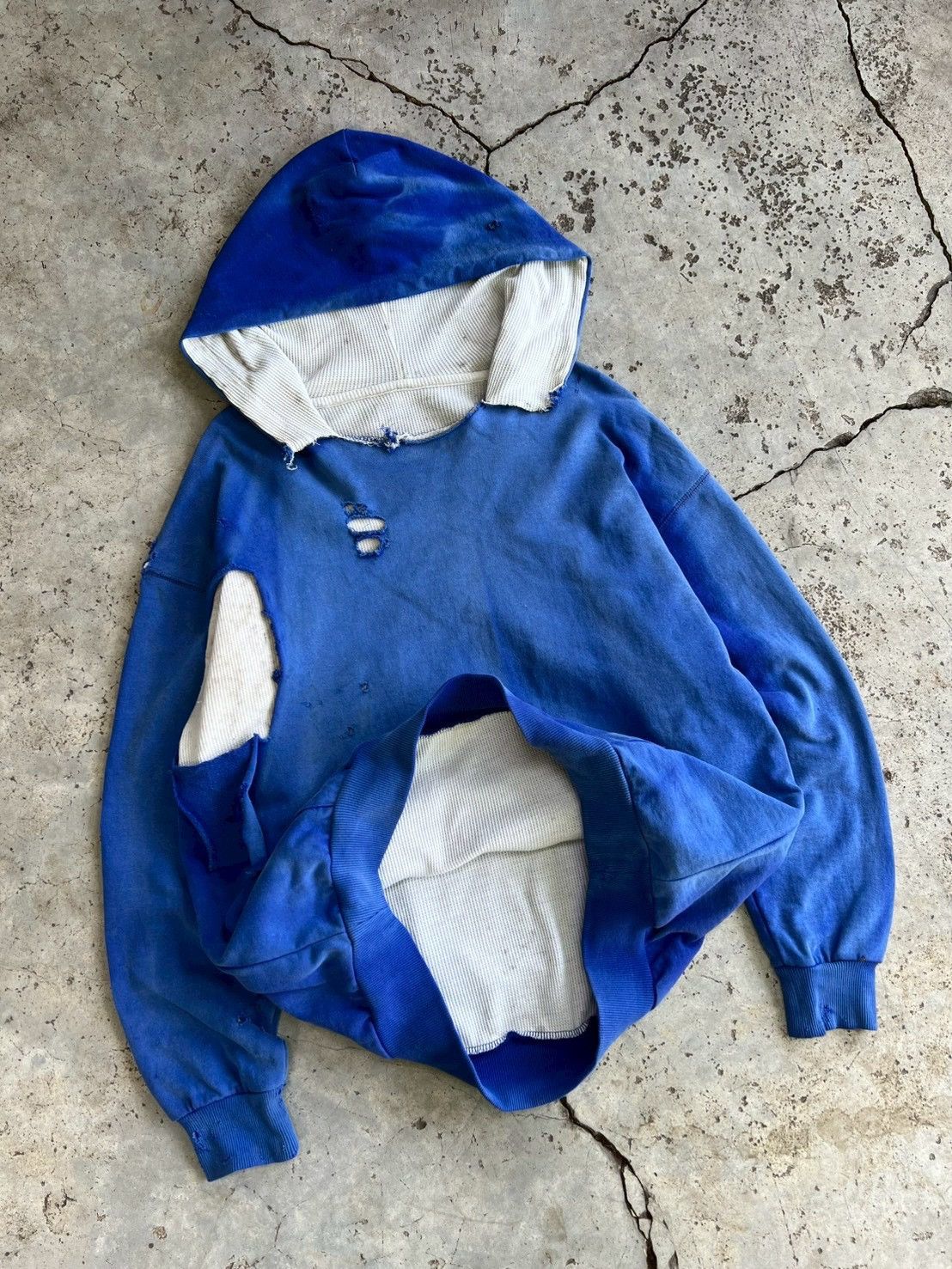 Vintage Thrashed Vintage Thermal Lined Hoodie Distressed ERD Size US M / EU 48-50 / 2 - 8 Thumbnail