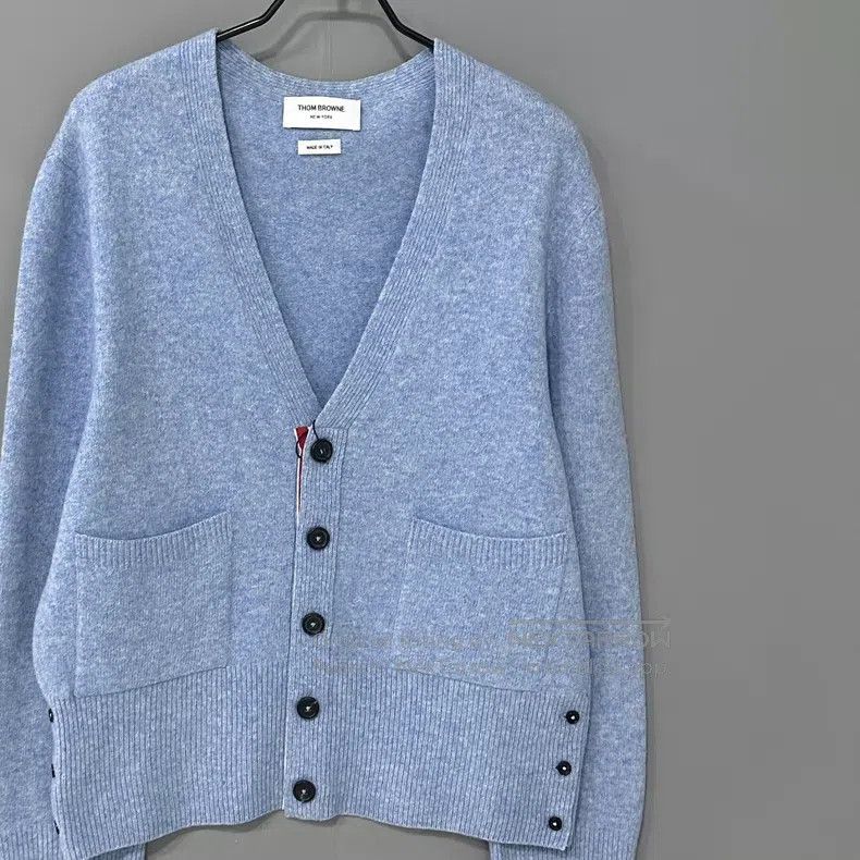 Thom Browne Thom Browne Blue Knit Cashmere Cardigan Size US M / EU 48-50 / 2 - 2 Thumbnail