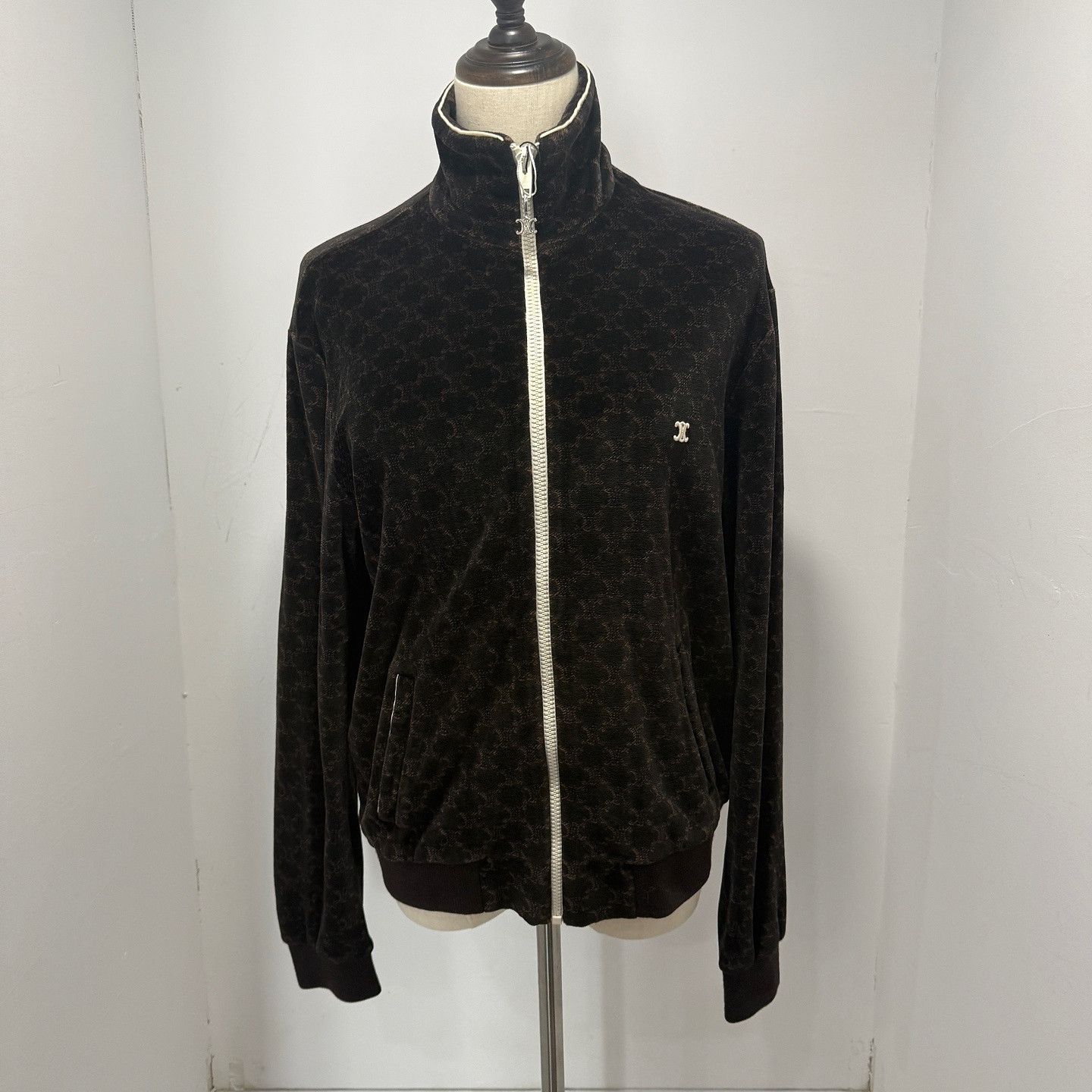 Celine Celine Triomphe Velvet Zip Jacket Size XS Size XS / US 0-2 / IT 36-38 - 1 Thumbnail