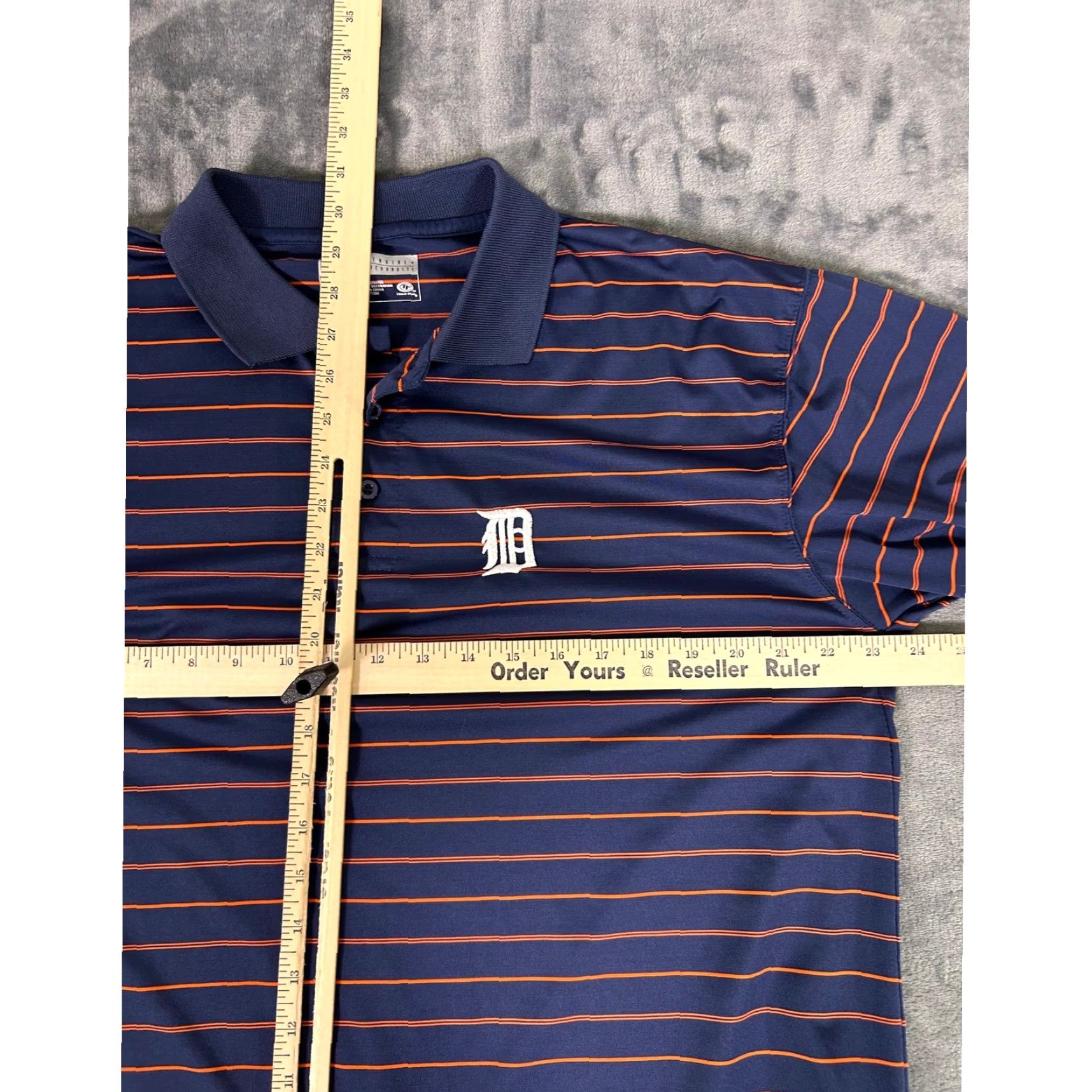 MLB Y2K Detroit Tigers MLB Genuine Merchandise Polo Shirt L Navy Orange Stripe Men Polo Short Sleeve Embroidered Logo Striped Casual Activewear Size US L / EU 52-54 / 3 - 6 Thumbnail