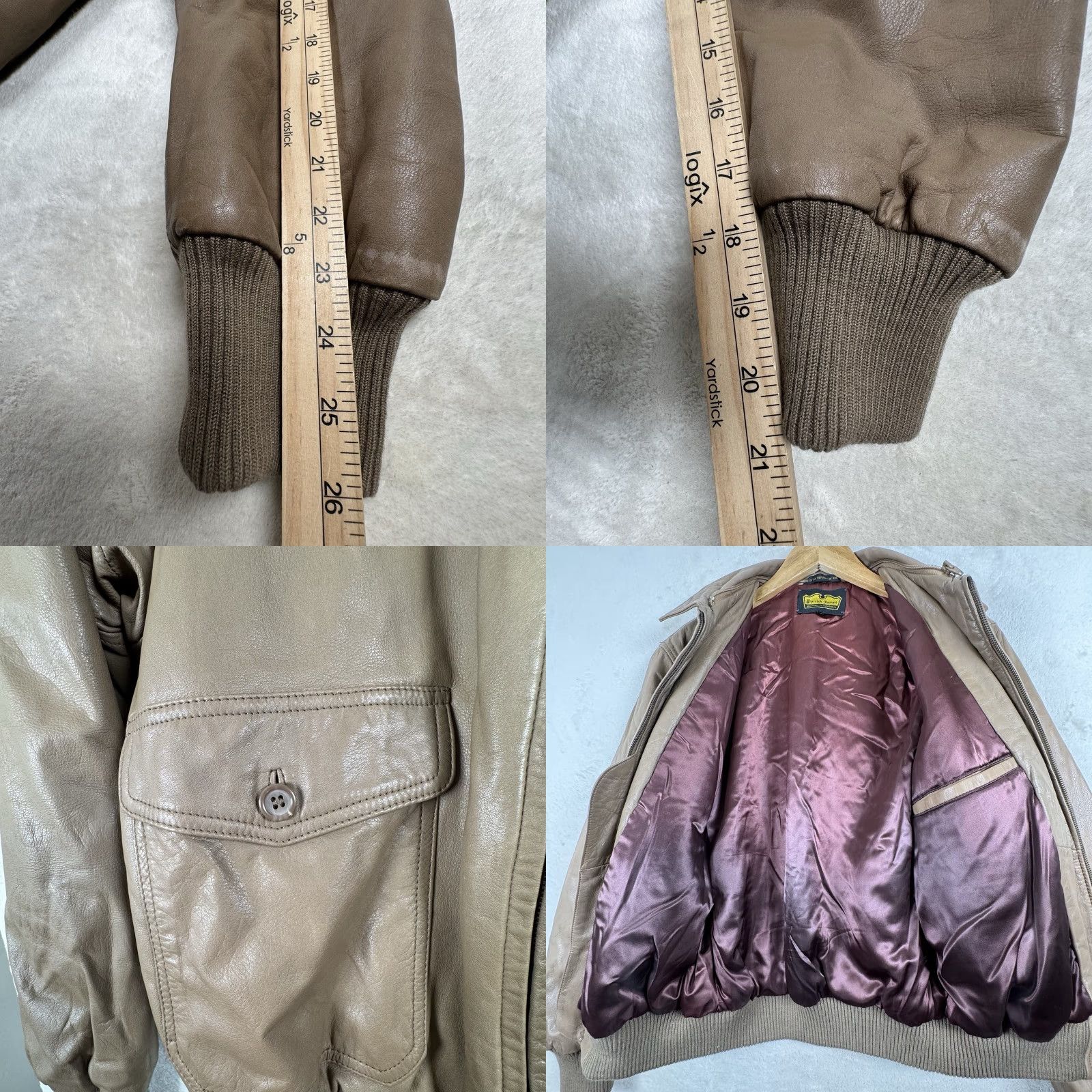 Vintage VINTAGE Patrick James Leather Jacket Mens Jacket Bomber Beig e Tan Brown Sable M Zip Collared Thin? Size US M / EU 48-50 / 2 - 9 Thumbnail
