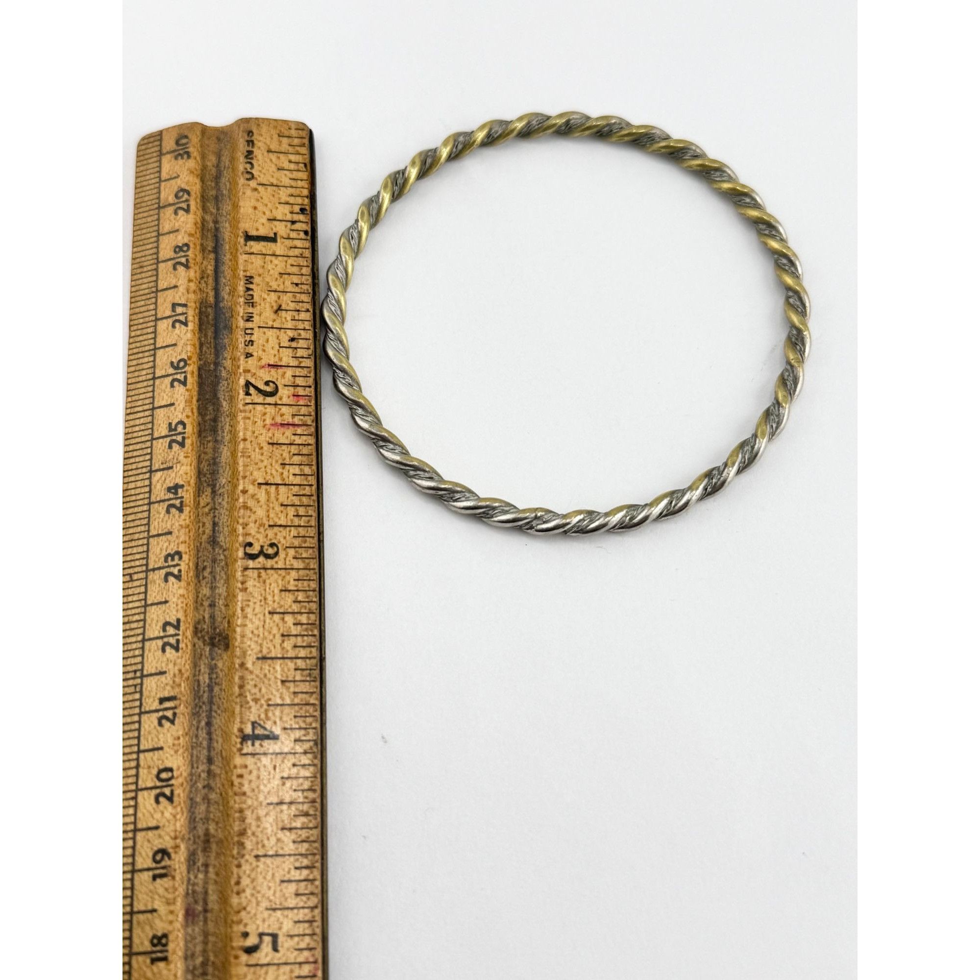 Vintage Vintage two tone brass twisted bangle bracelet Size ONE SIZE - 3 Thumbnail