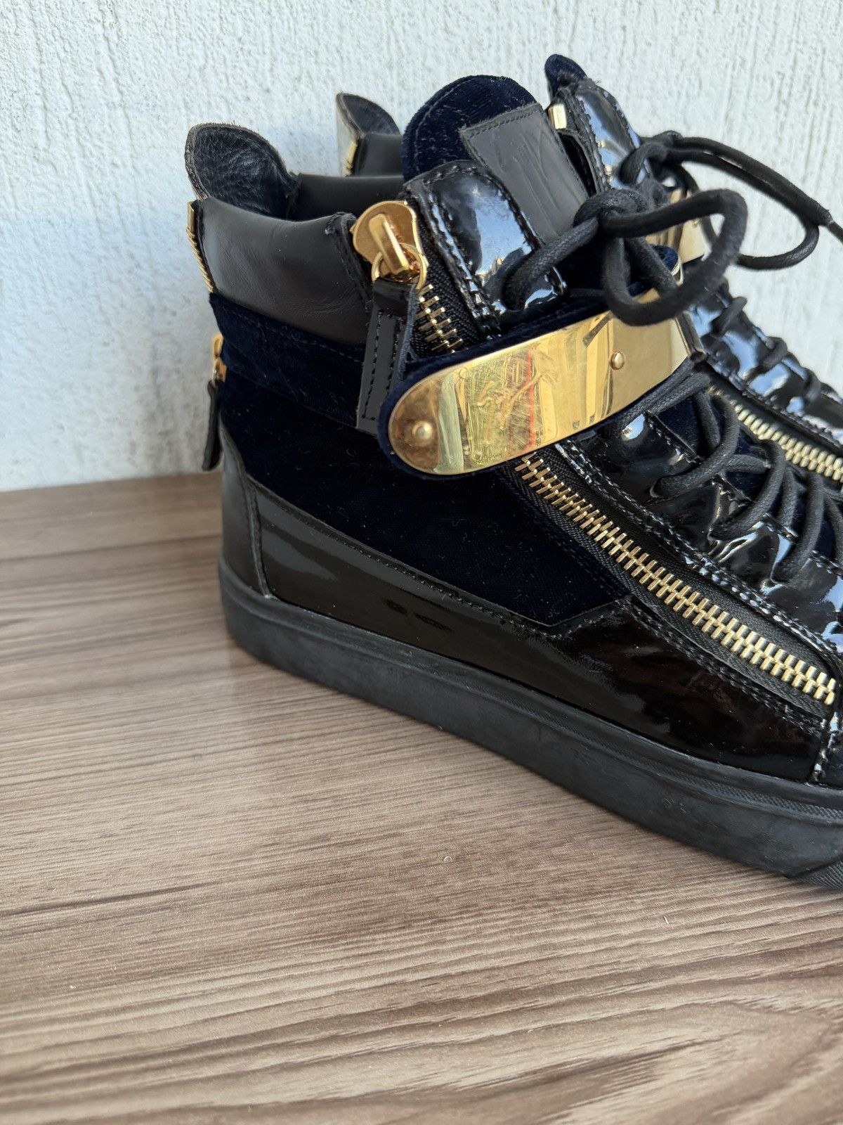 Giuseppe Zanotti chained double zip velvet sneaker Size US 8.5 / EU 41-42 - 12 Thumbnail
