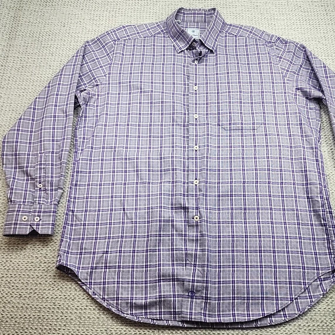 David Donahue David Donahue Shirt Mens XL Purple Plaid Checks 100% Cotton Button-Up Casual Dress Size US XL / EU 56 / 4 - 3 Thumbnail