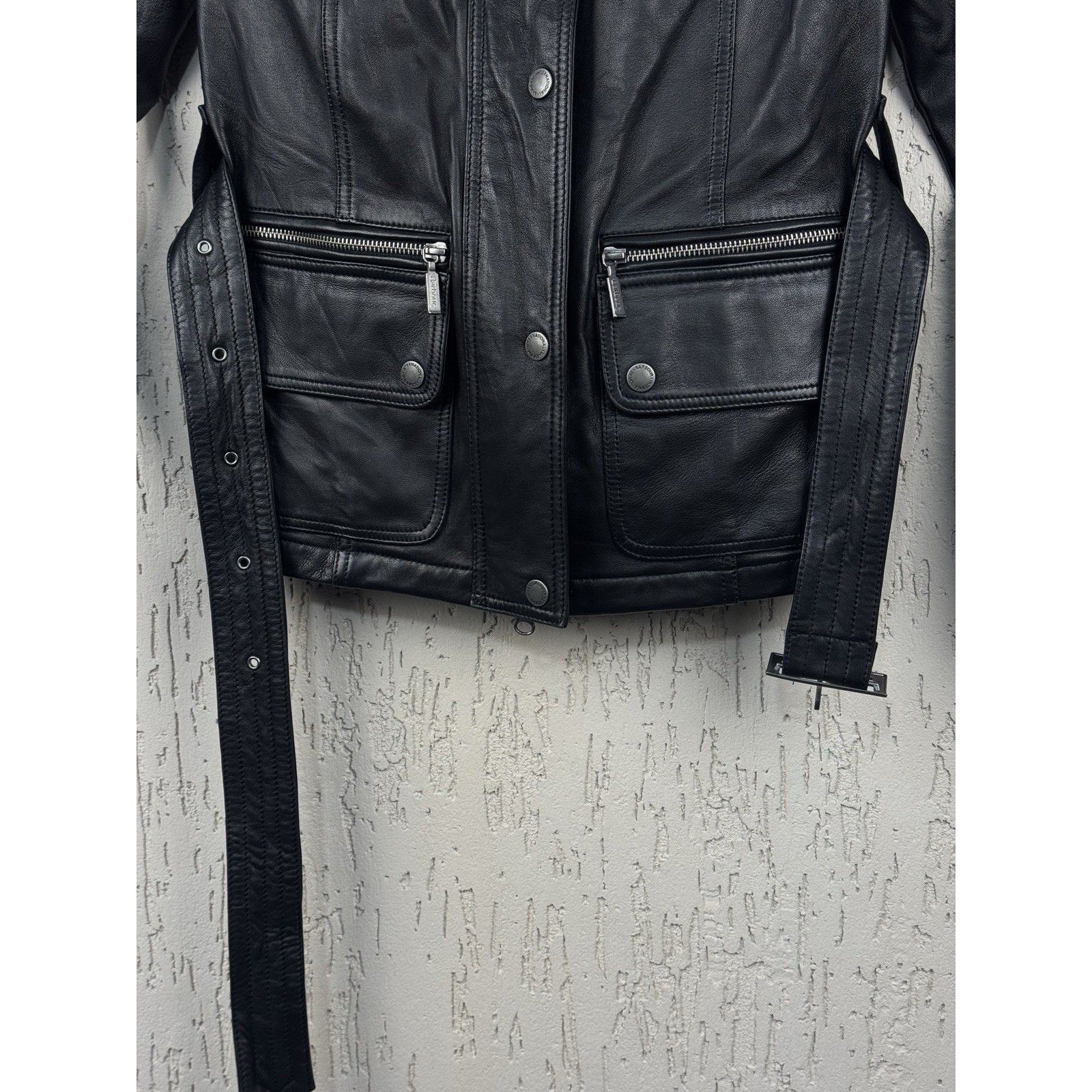 Barbour Barbour International Woman Leather Jacket Biker Belted Blac Size M / US 6-8 / IT 42-44 - 7 Thumbnail