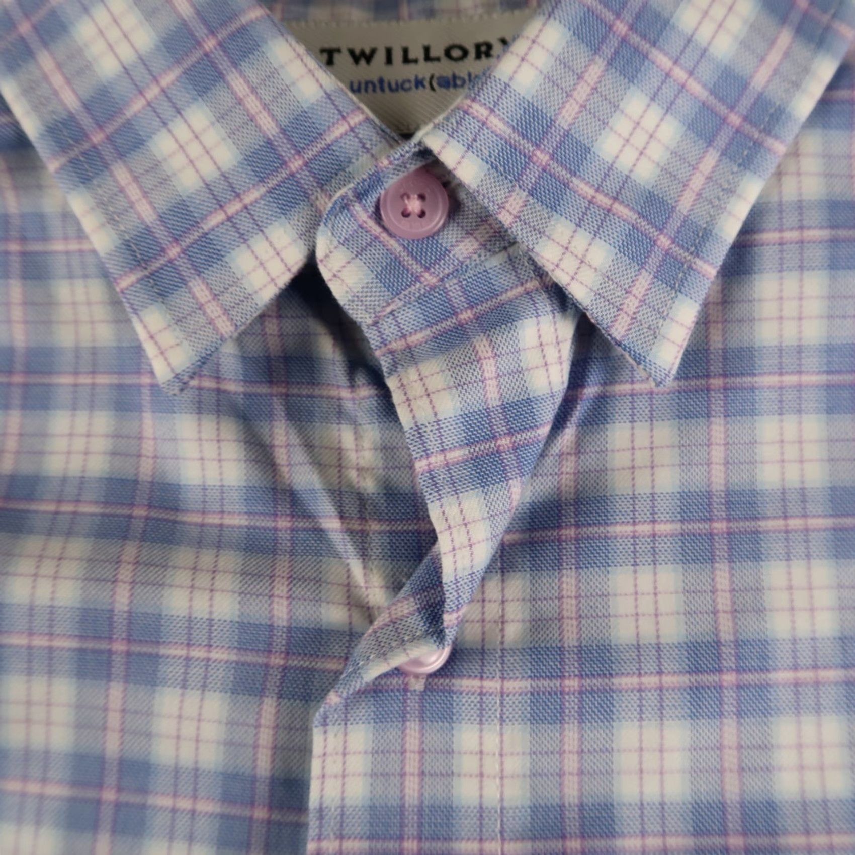 Pinko Twillory Shirt Men M Plaid Pink Blue Twill Stretch Button Up Long Sleeve Casual Travel Untuckable Regular Fit White? Size US M / EU 48-50 / 2 - 4 Thumbnail