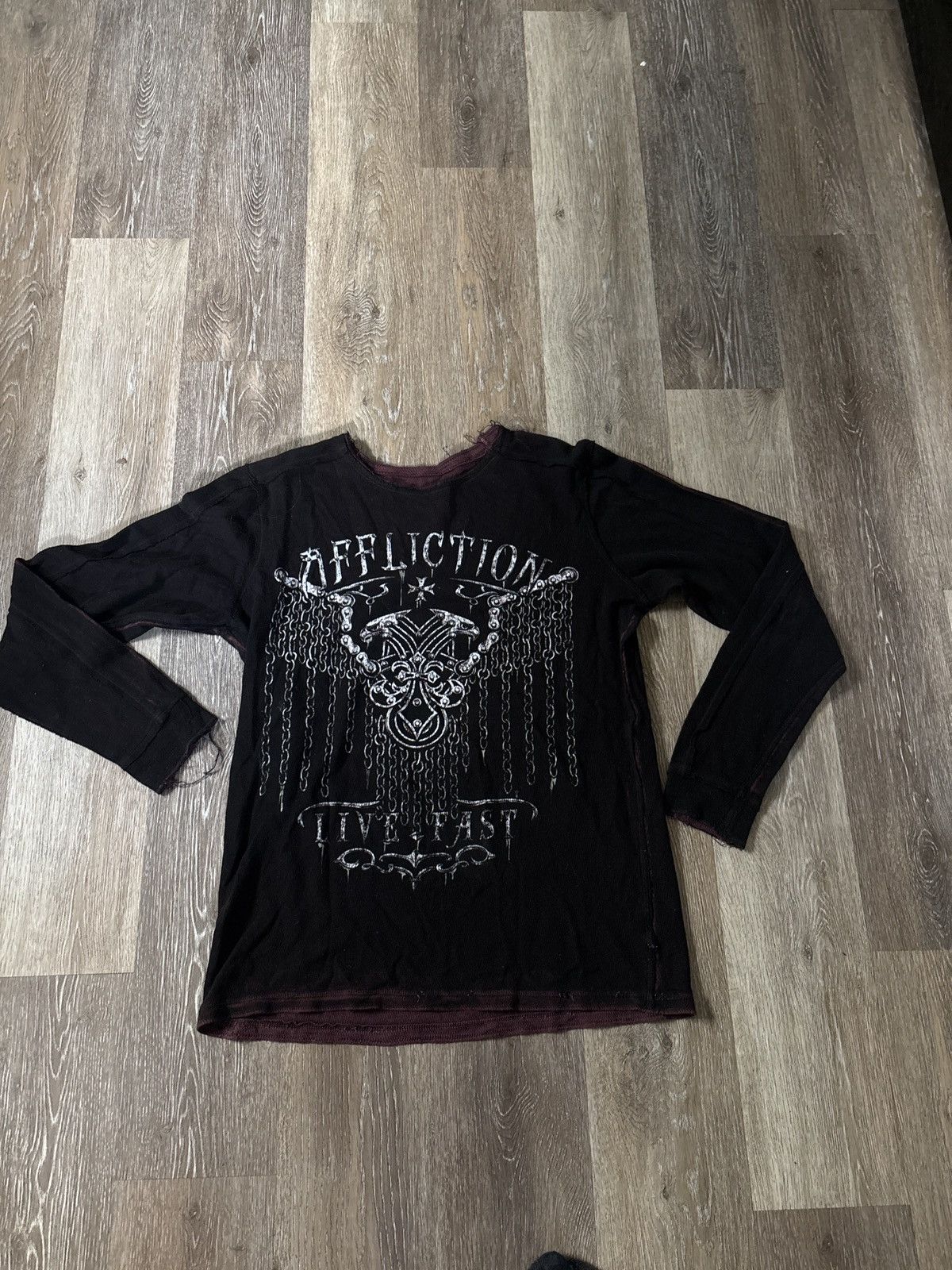 Affliction Vintage Affliction 2way graphic light tee/sweater Size US M / EU 48-50 / 2 - 3 Thumbnail