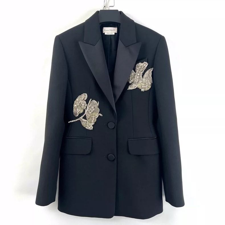 Alexander McQueen Alexander McQUEEN Black rhinestone heavy industry embroider Size XS / US 0-2 / IT 36-38 - 1 Thumbnail
