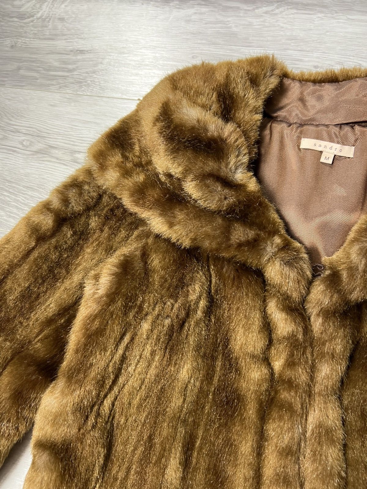 Sandro Sandro Paris Faux Fur Cropped Jacket Brown Short Coat Size M Size M / US 6-8 / IT 42-44 - 8 Thumbnail