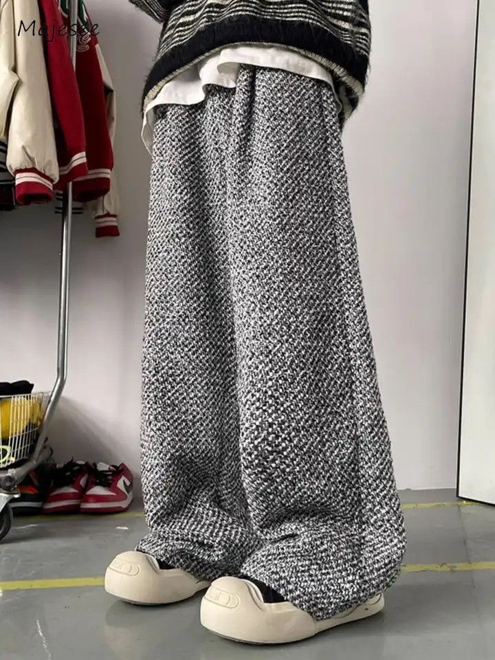 Y2K Elastic Waist Mopping Style Casual Pants