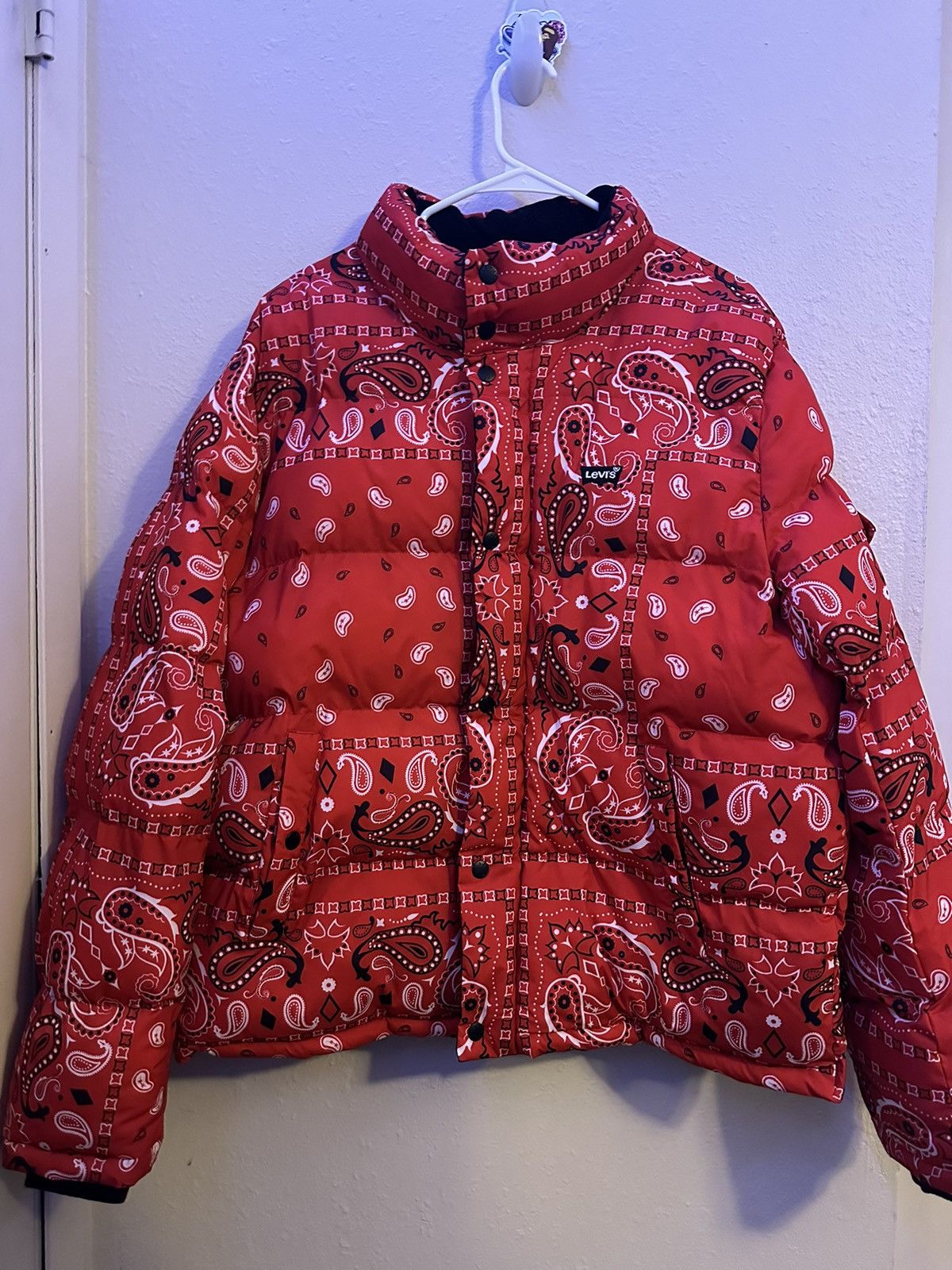 image of Levis Vintage Clothing Levi’S Red Bandanna Puffer, Men's (Size Large)