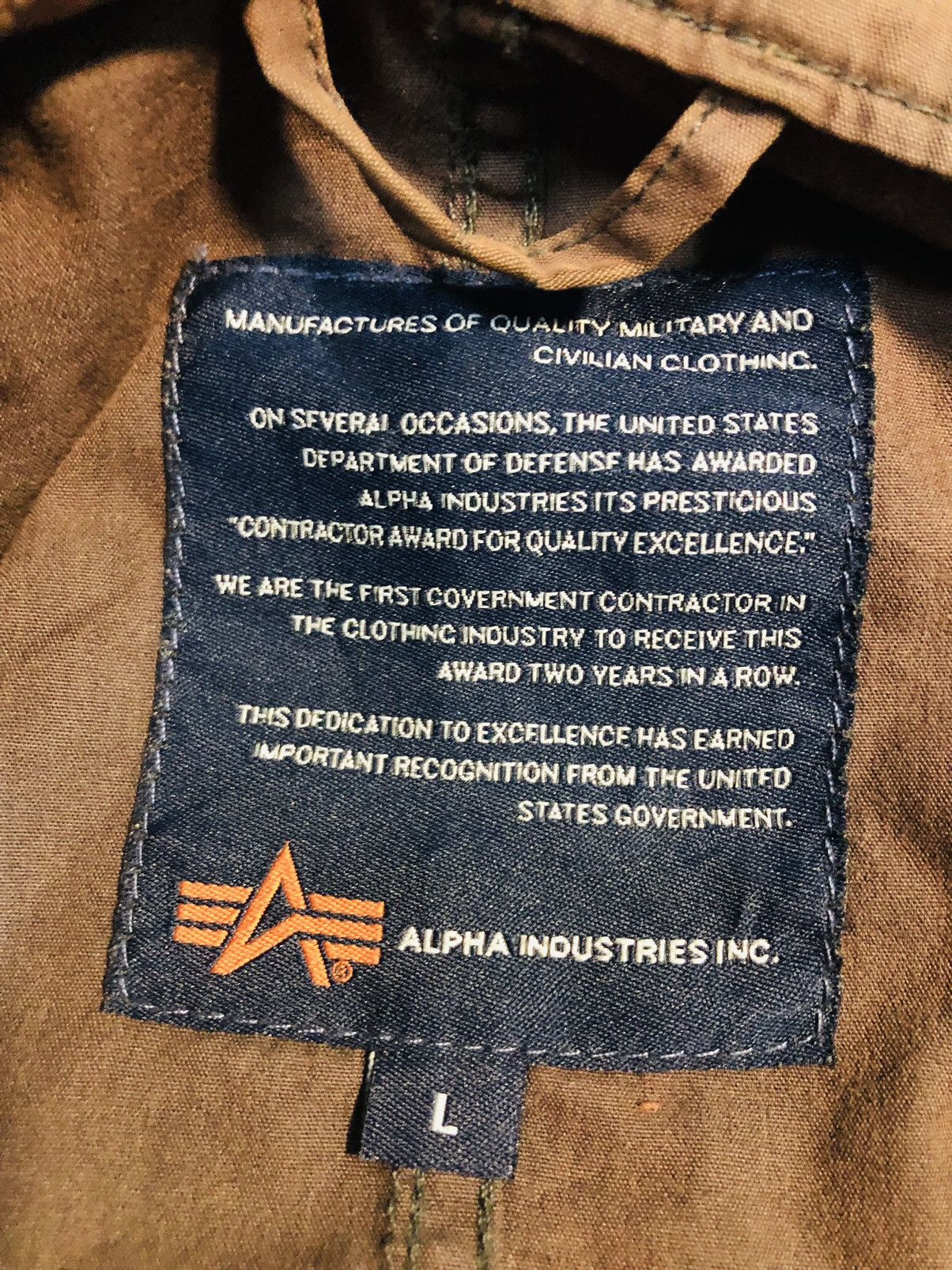 Alpha Industries Alpha Industries Zippered Jacket (30) Size US L / EU 52-54 / 3 - 8 Thumbnail