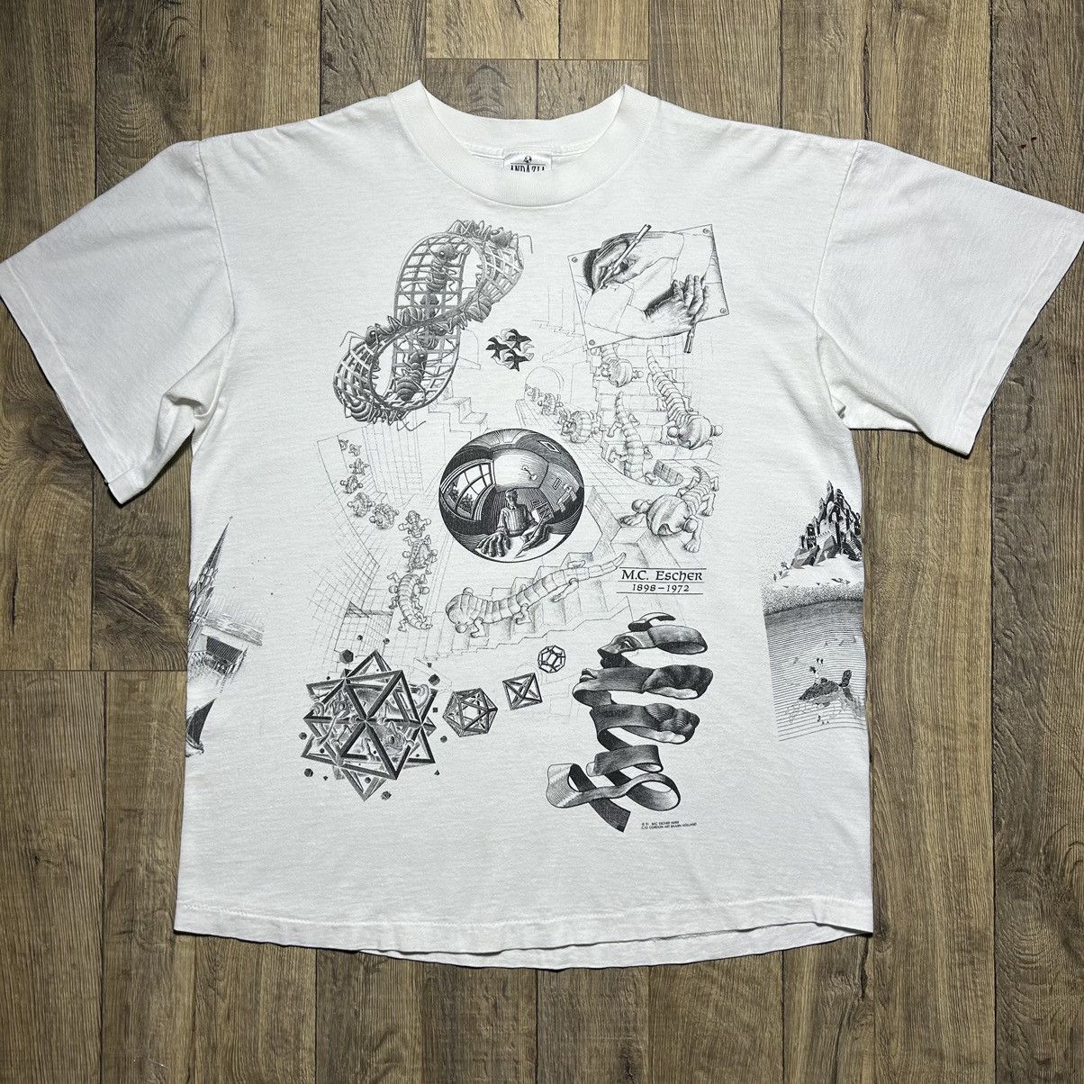 Vintage 90s M.C. Escher Graphic T-Shirt Art Tee 1991 Size XL
