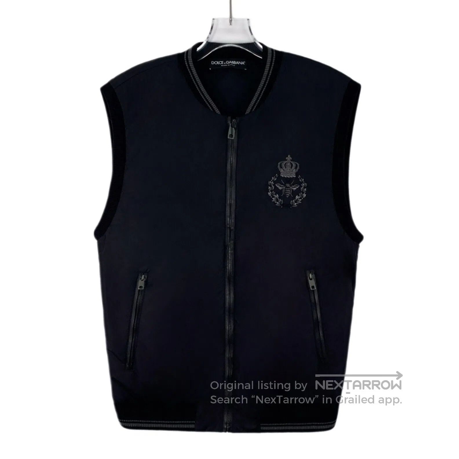 Dolce & Gabbana Dolce Gabbana Black Crown Bee Embroidery Stand Collar Zipp Size US S / EU 44-46 / 1 - 1 Thumbnail