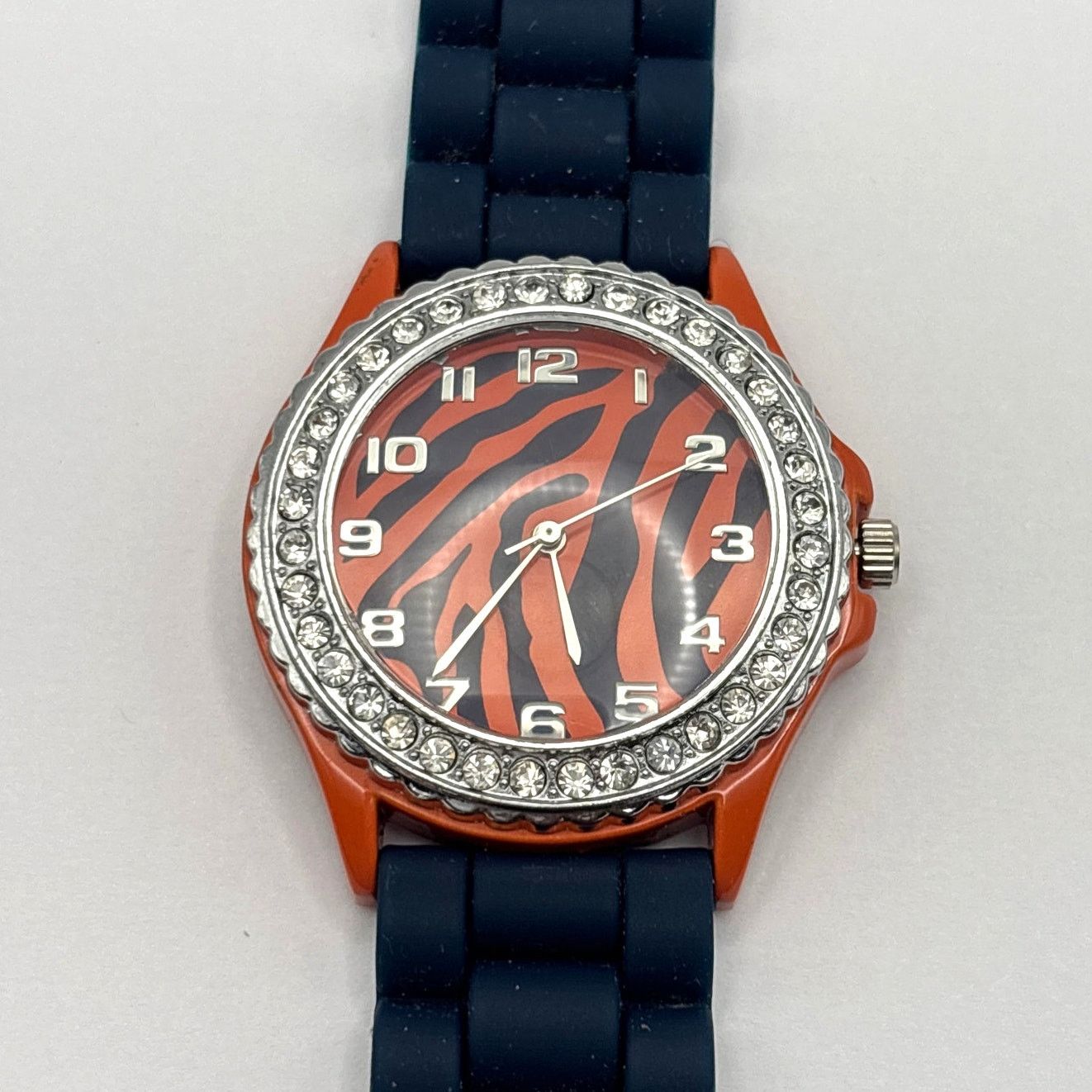 Geneva Silver & Orange Tiger Stripe Men's Watch Size ONE SIZE - 4 Thumbnail