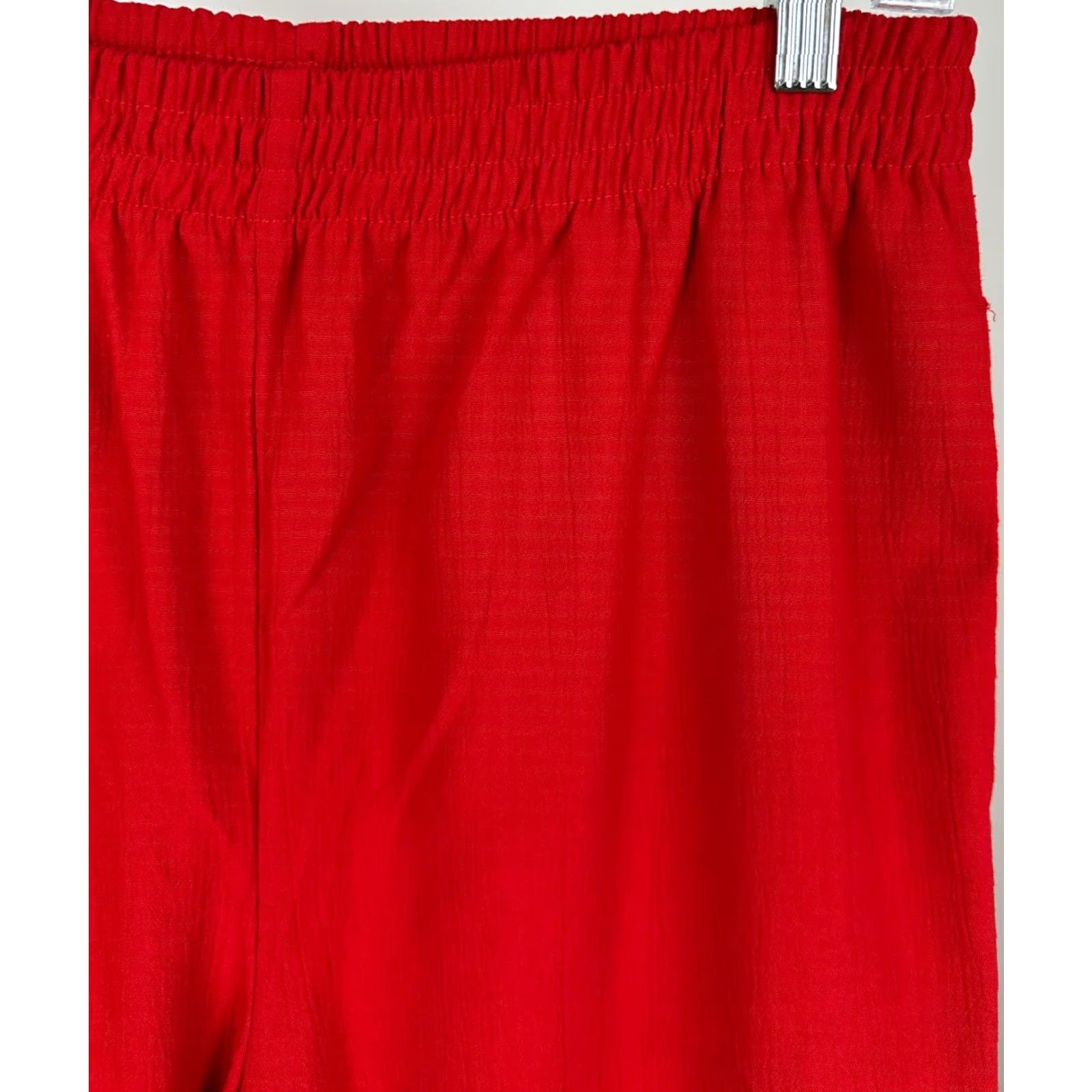 Vintage VINTAGE Womens Small Pants 90s Bright Red Elastic Waist Pockets Easy Pull-on Rayon Blend Size 28" / US 6 / IT 42 - 3 Thumbnail