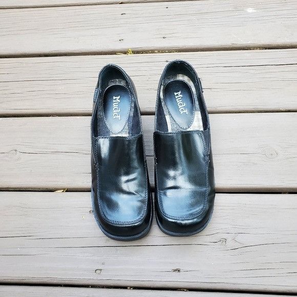 Vintage Vintage 90s y2k Mudd Sharpe Black Vegan Leather Chunky Heels Size US 9 / IT 39 - 2 Thumbnail