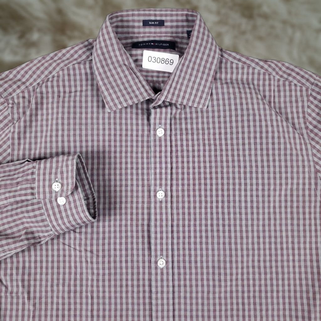 Tommy Hilfiger Tommy Hilfiger Shirt Men's Large Gray Red Check Button-Up Long Sleeve Casual Business Modern Preppy 90s Theme Mens Size US L / EU 52-54 / 3 - 1 Thumbnail