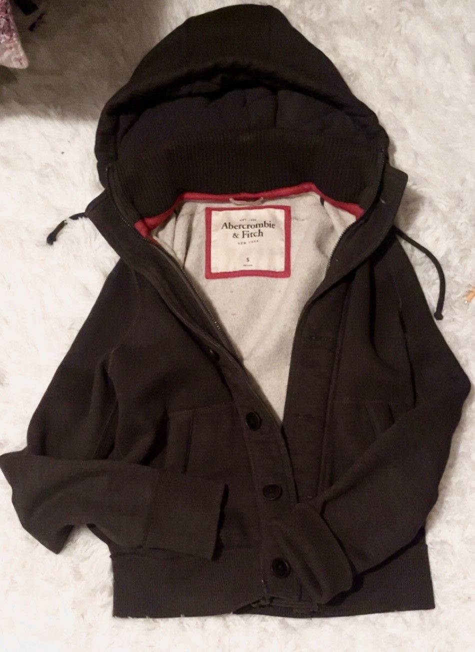 Abercrombie & Fitch Abercrombie & Fitch Black Zip-Up Hoodie Jacket 🖤 Size S Size S / US 4 / IT 40 - 1 Thumbnail