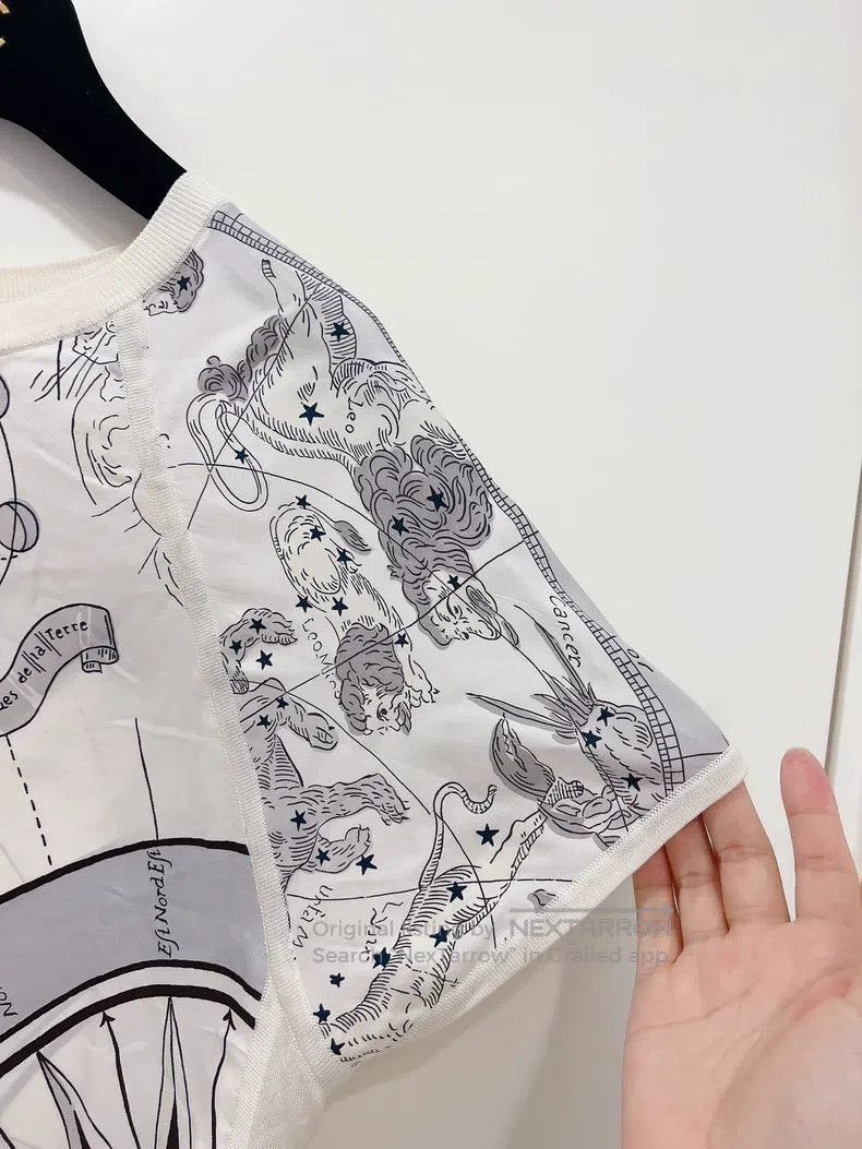 Hermes Hermes White and Grey Constellation Star Chart Silk Printe Size XS / US 0-2 / IT 36-38 - 5 Thumbnail