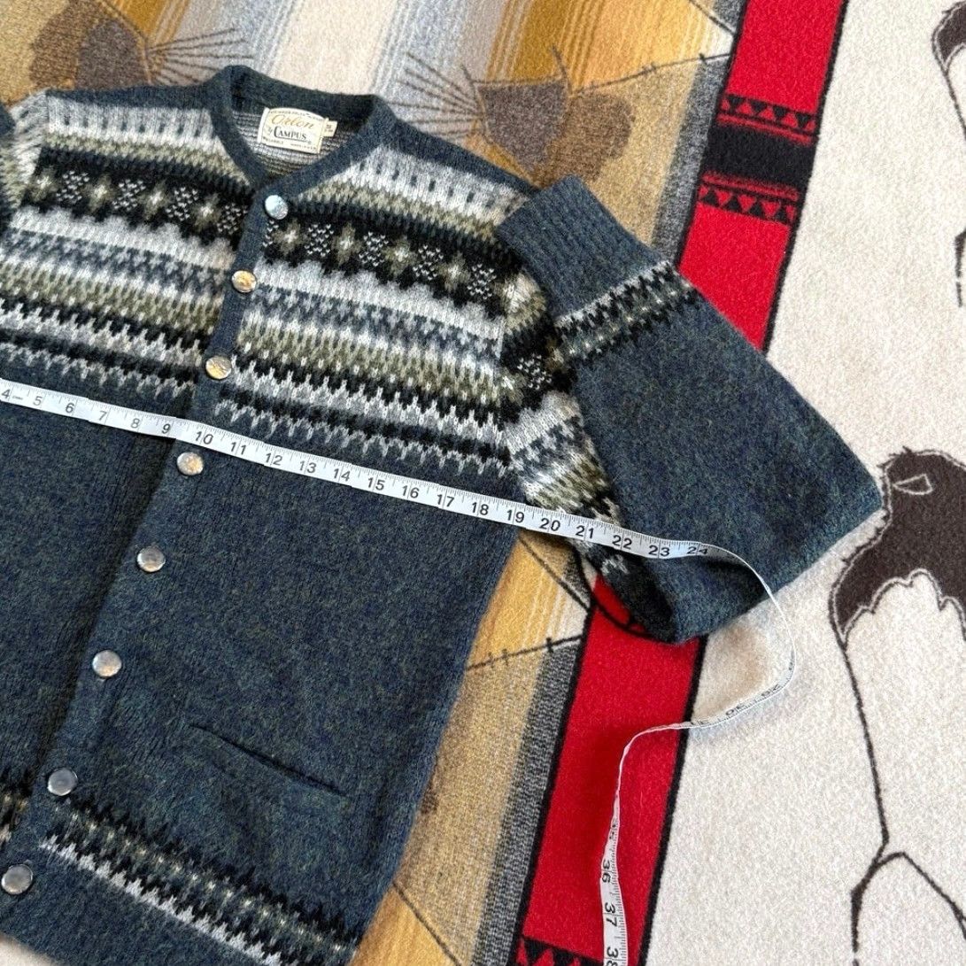 Vintage VINTAGE Campus Cardigan Shirt Mens Small 60s 70s Green Knit Long Sleeve Button Up By Campus Size US S / EU 44-46 / 1 - 6 Thumbnail