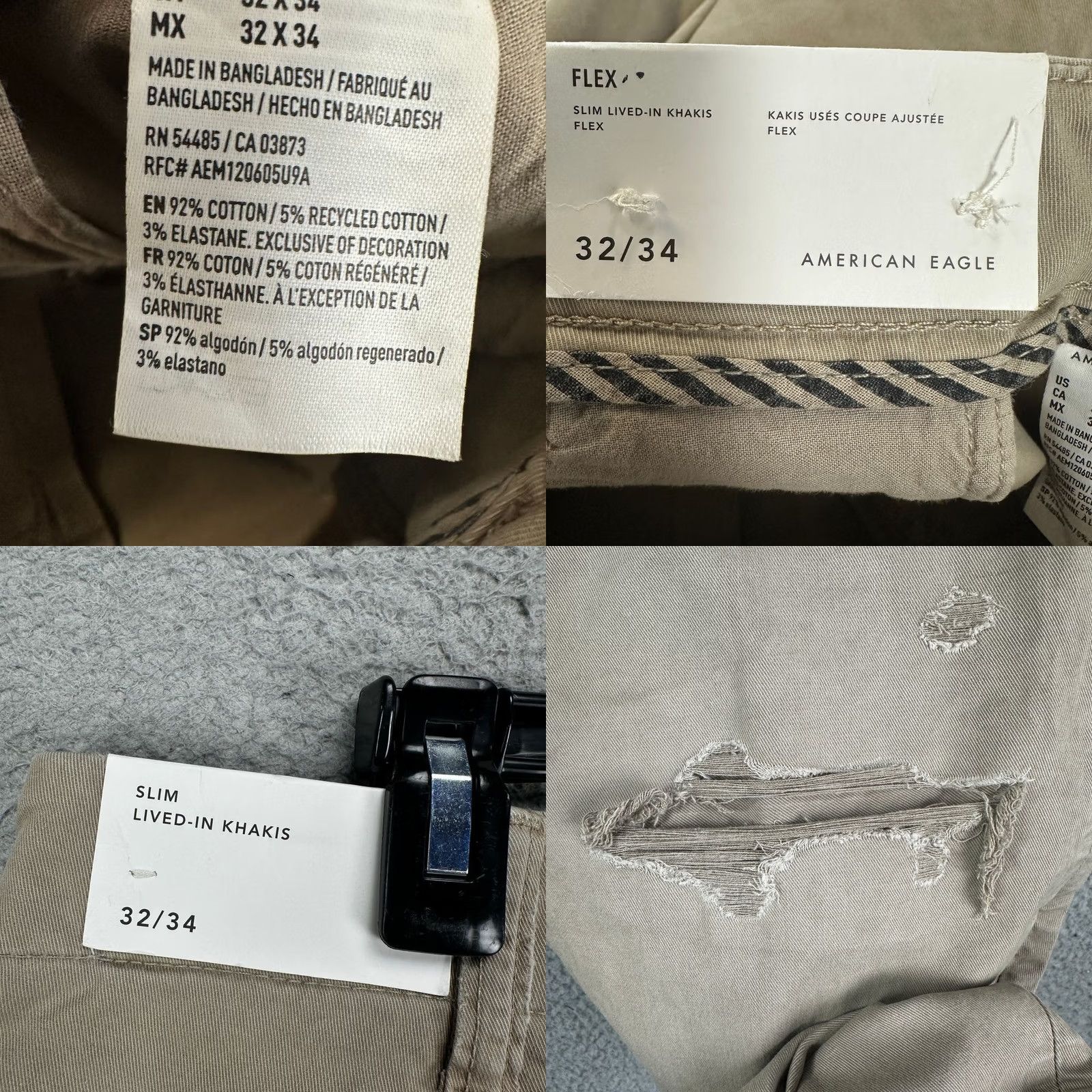 Vintage VINTAGE American Eagle Khaki Pants Men 32X34 Beige Slim Fit Destroyed Stretch Casual NEW Size US 32 / EU 48 - 8 Thumbnail