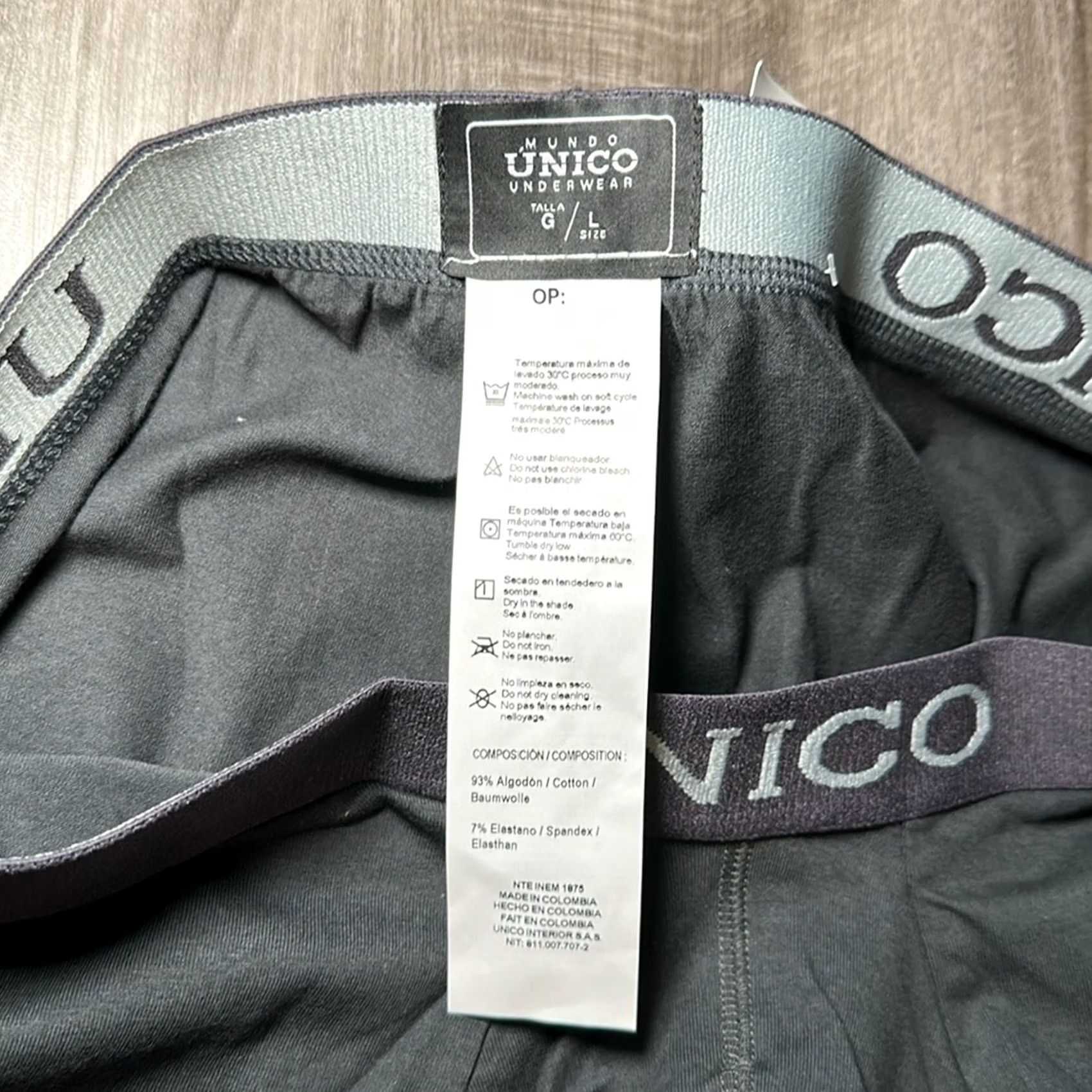 Vintage Unico Boxer Brief Copa Medio Asfalto Algodon Black Large Boxer Brief Men L Regular Underwear NWT Size 42R - 3 Thumbnail