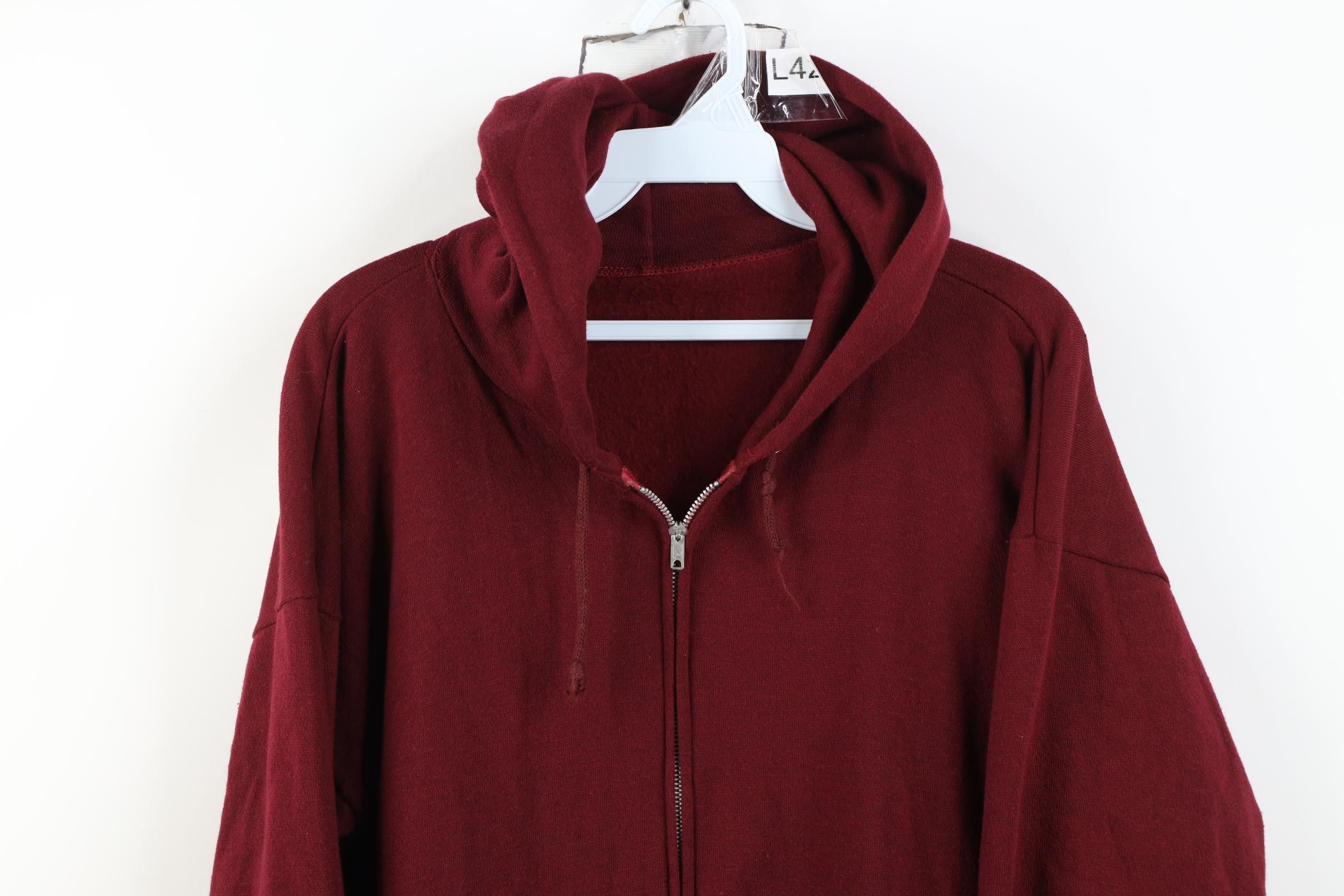 Vintage Vintage 70s Streetwear Full Zip Hoodie Sweatshirt Red USA Size US M / EU 48-50 / 2 - 2 Thumbnail
