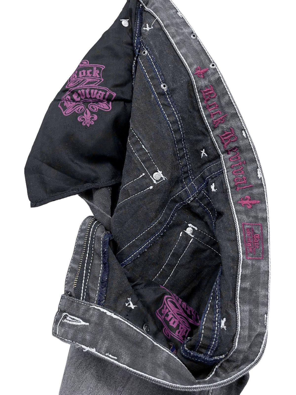 Rock Revival ROCK REVIVAL BLEACH WASH FLEUR-DE-LIS JEANS C.HEARTS STYLE Size US 33 - 14 Thumbnail