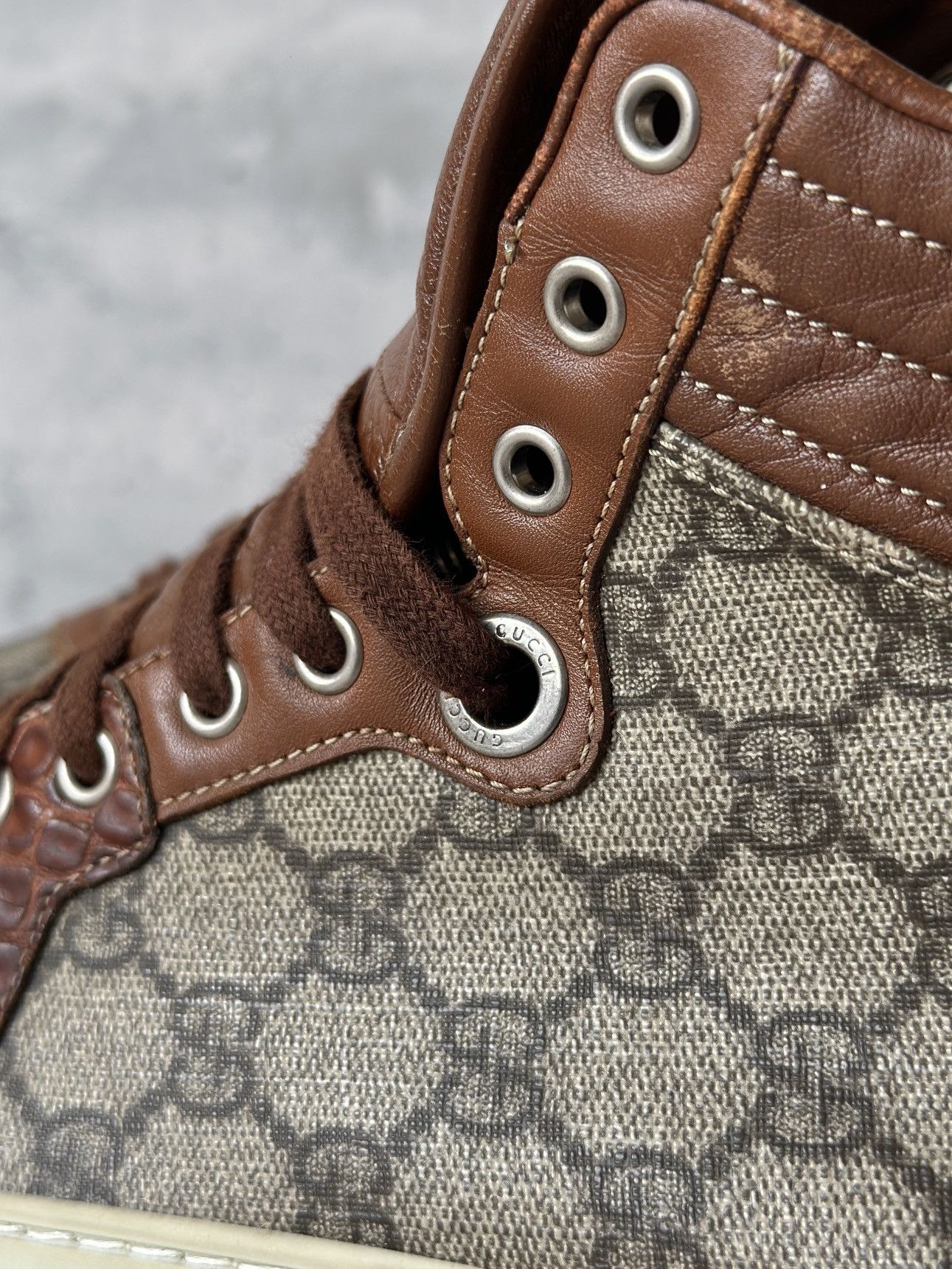 Gucci CROC LEATHER IMPRIME HIGH TOP Size US 7.5 / EU 40-41 - 17 Thumbnail