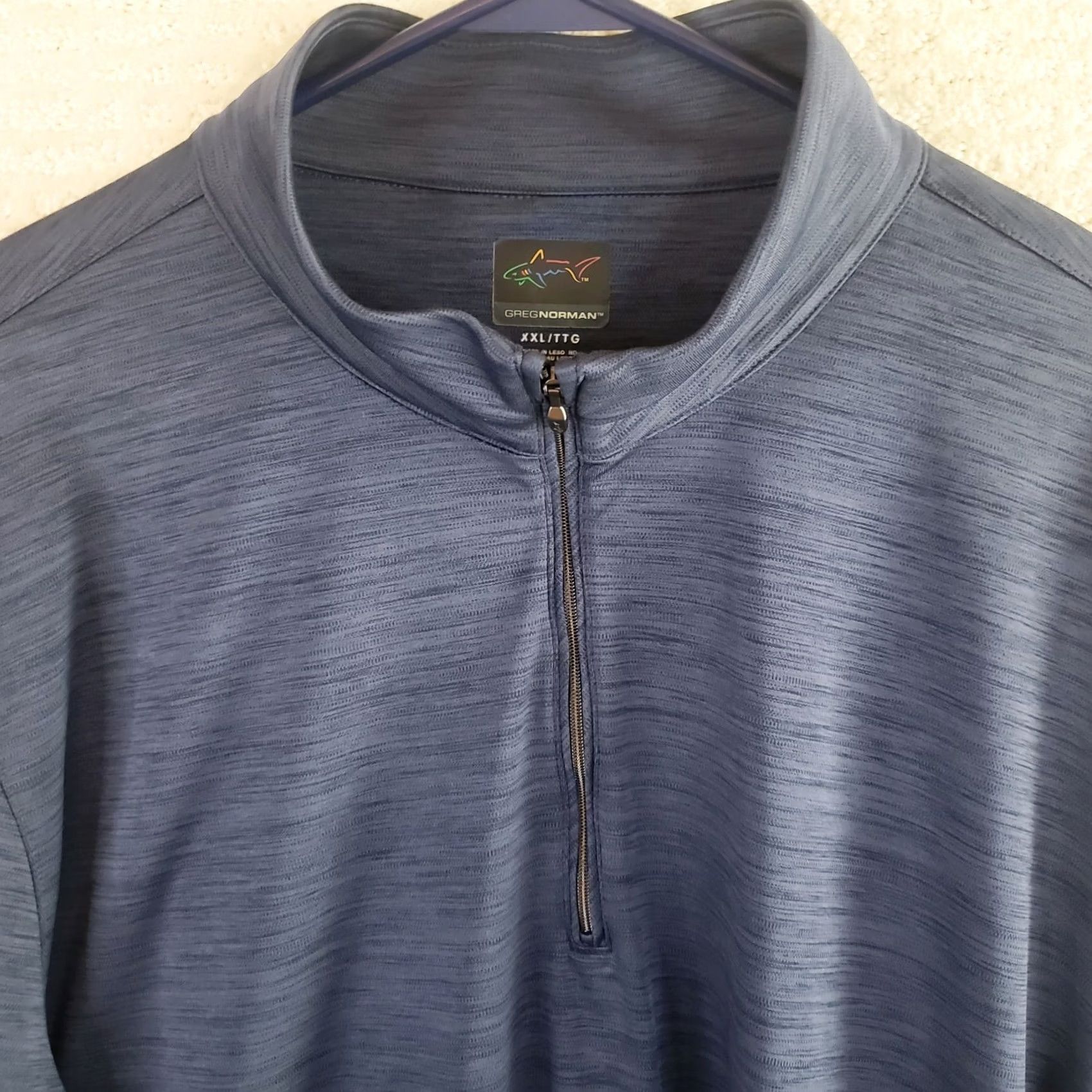 Vintage Greg Norman 1/4 Zip Pullover Long Sleeve Heathered Blue 2XL Mens Shirt Casual Activewear Size US XXL / EU 58 / 5 - 3 Thumbnail
