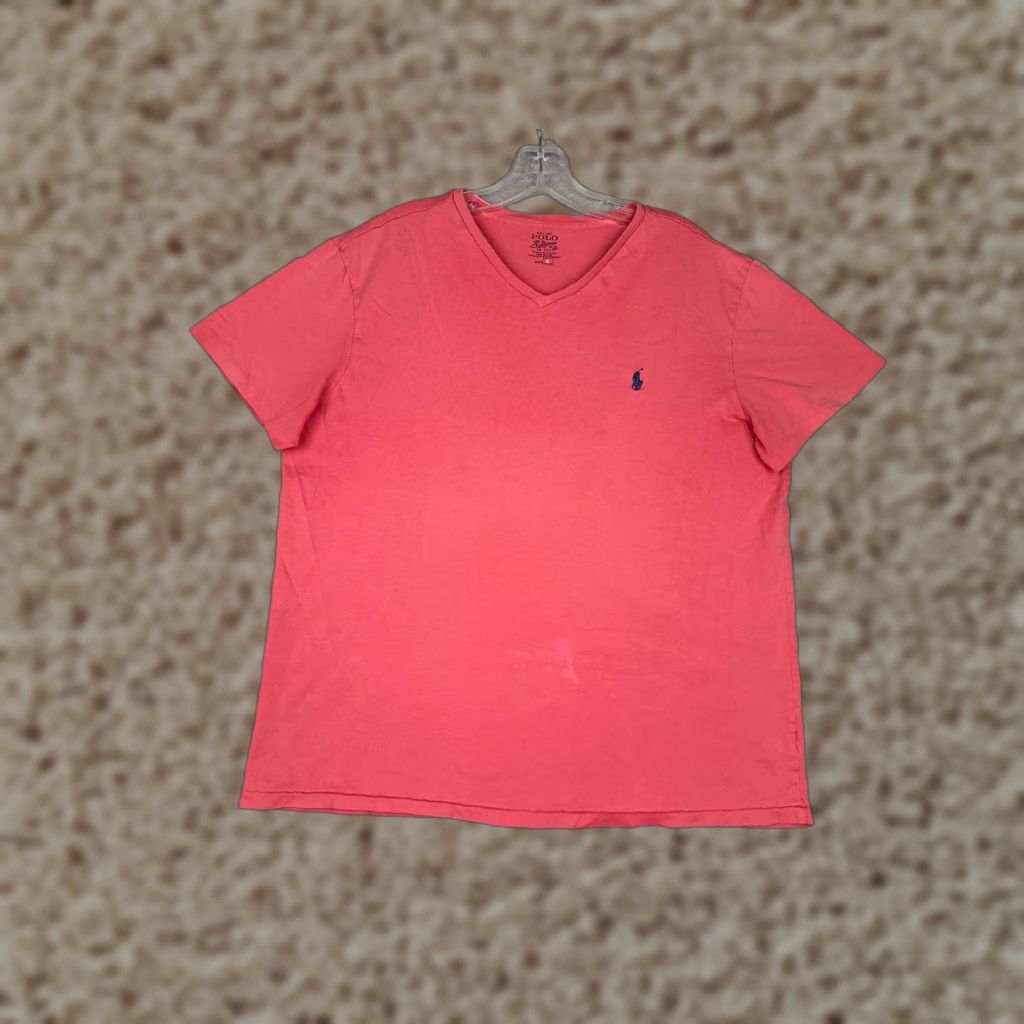 Ralph Lauren VINTAGE Polo Ralph Lauren Shirt Men Large Pink Short Sleeve V-Neck 100% Cotton READ Size US L / EU 52-54 / 3 - 1 Thumbnail