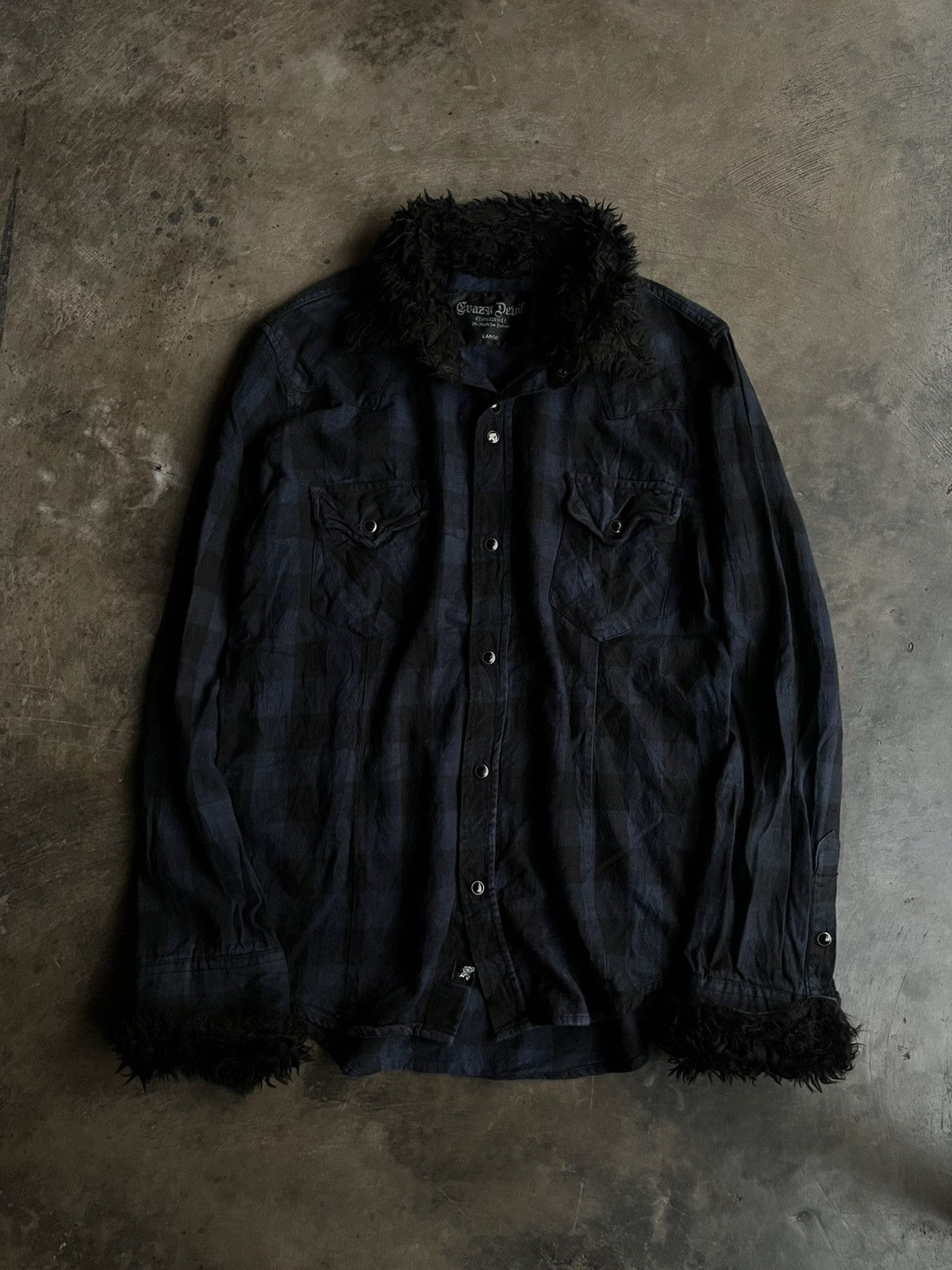 14th Addiction JAPANESE CRAZY DEVIL FUR PLANEL GOTHIC VKEI PUNK SHIRTS Size US L / EU 52-54 / 3 - 1 Thumbnail