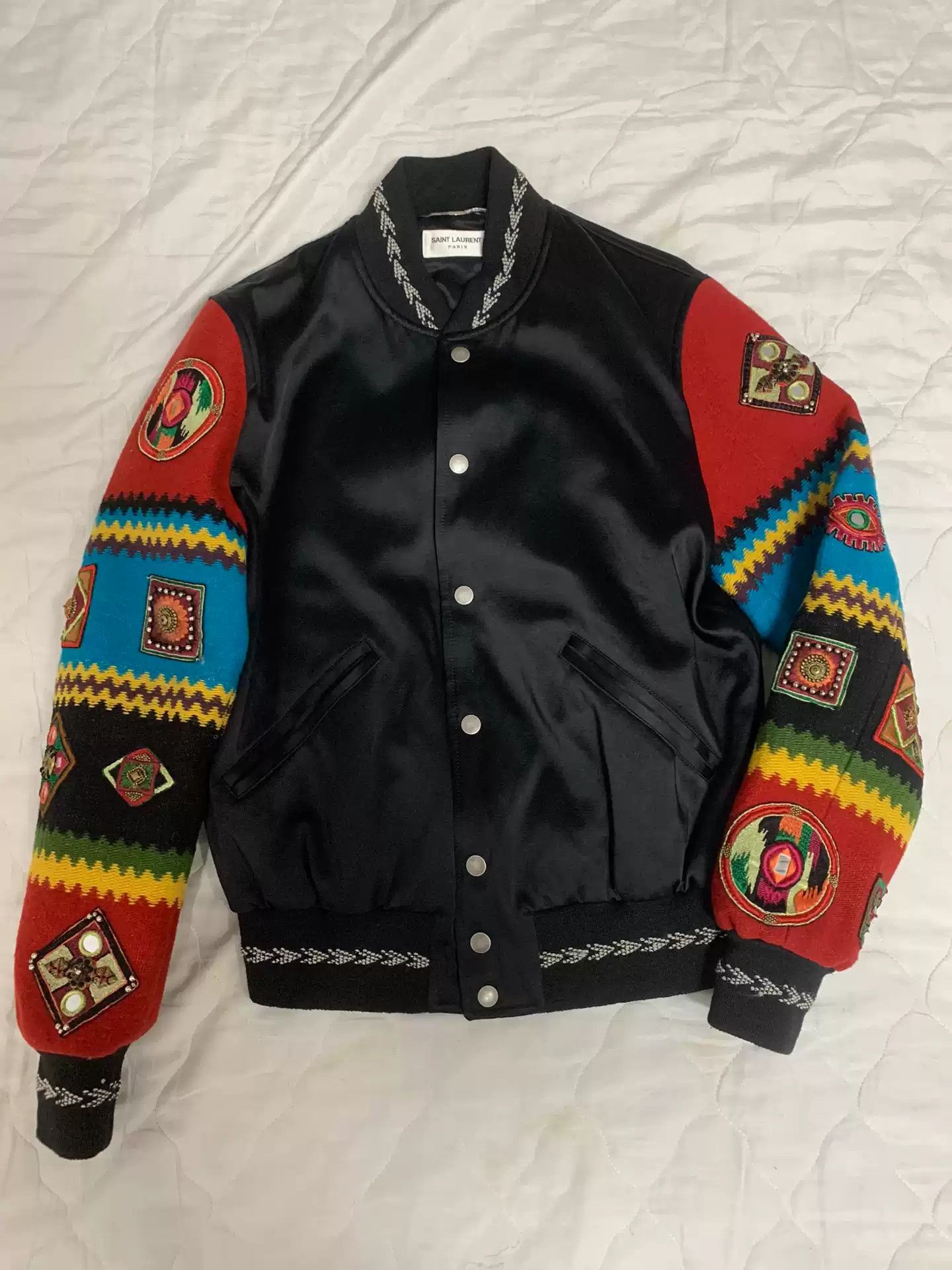 Saint laurent ysl national style baseball uniform coat