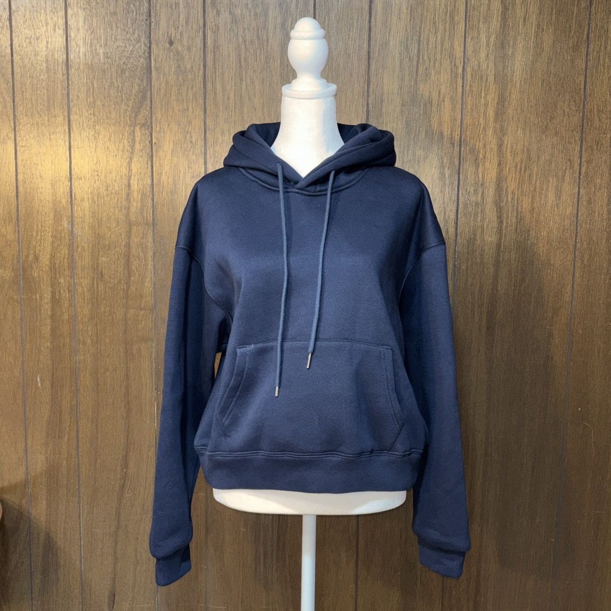 Other Womens L Cropped Hoodie Navy Blue Fleece Lined Cozy Size L / US 10 / IT 46 - 2 Thumbnail