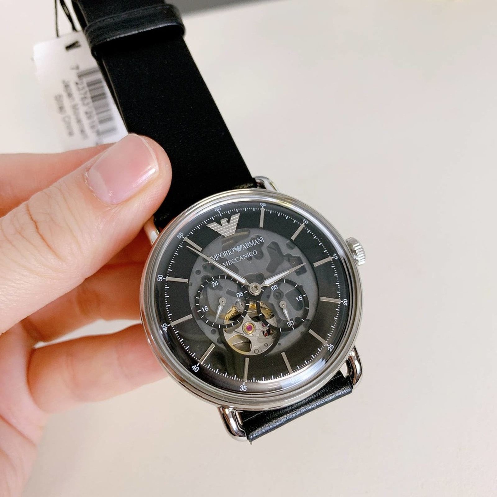Emporio Armani Emporio Armani AR60026 Multifunction Black Leather Watch Size ONE SIZE - 3 Thumbnail