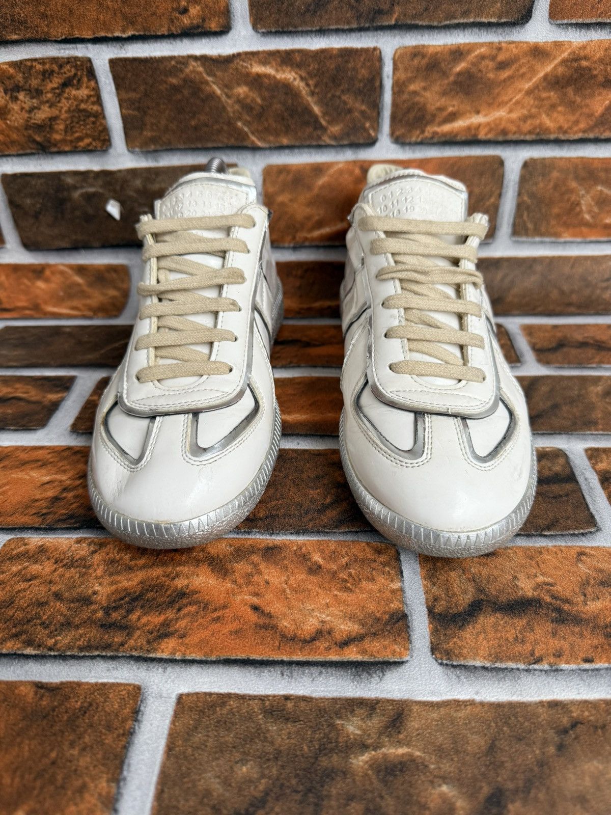 Maison Margiela ❤️Gats replica silver metal trim sneakers Size US 5 / EU 37 - 4 Thumbnail