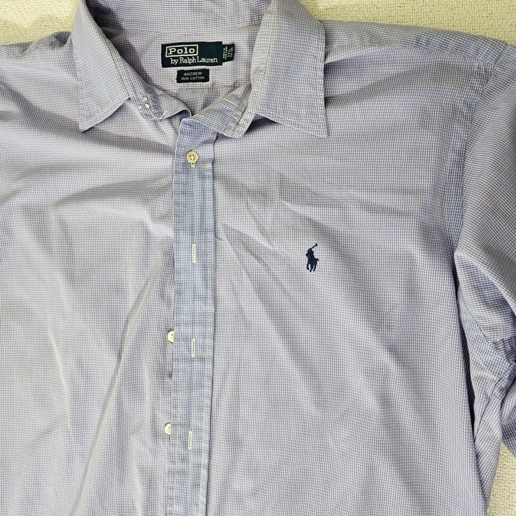 Polo Ralph Lauren VINTAGE Polo Ralph Lauren Button-Up Shirt Men 17.5 34 Purple Check Casual Preppy Pocketed 100% Cotton Mens Size US XXL / EU 58 / 5 - 3 Thumbnail