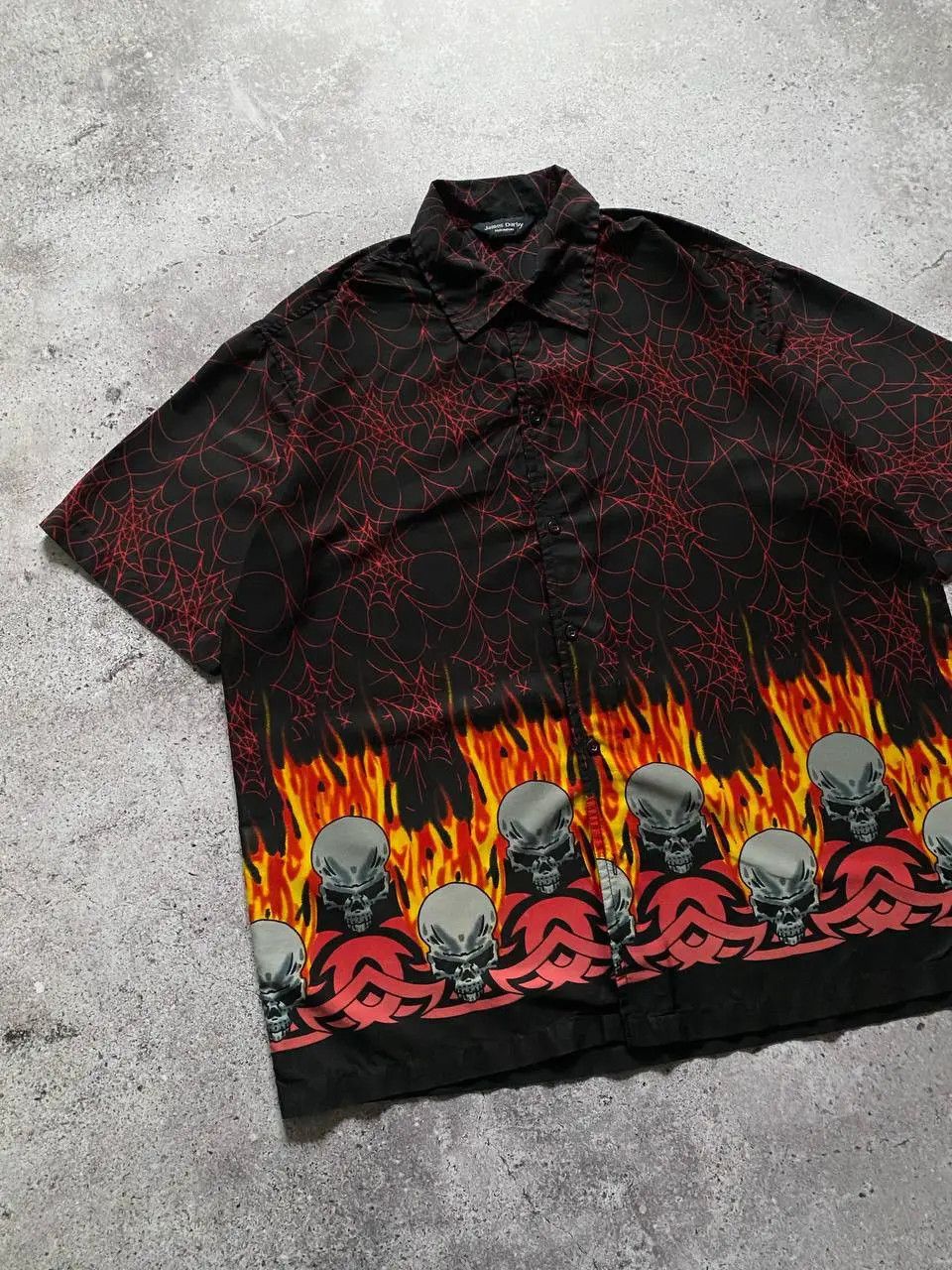JNCO × Japanese Brand CRAZY Y2K VINTAGE FLAME SKULL BUTTON UP SHIRT LIKE JNCO Size US L / EU 52-54 / 3 - 2 Thumbnail
