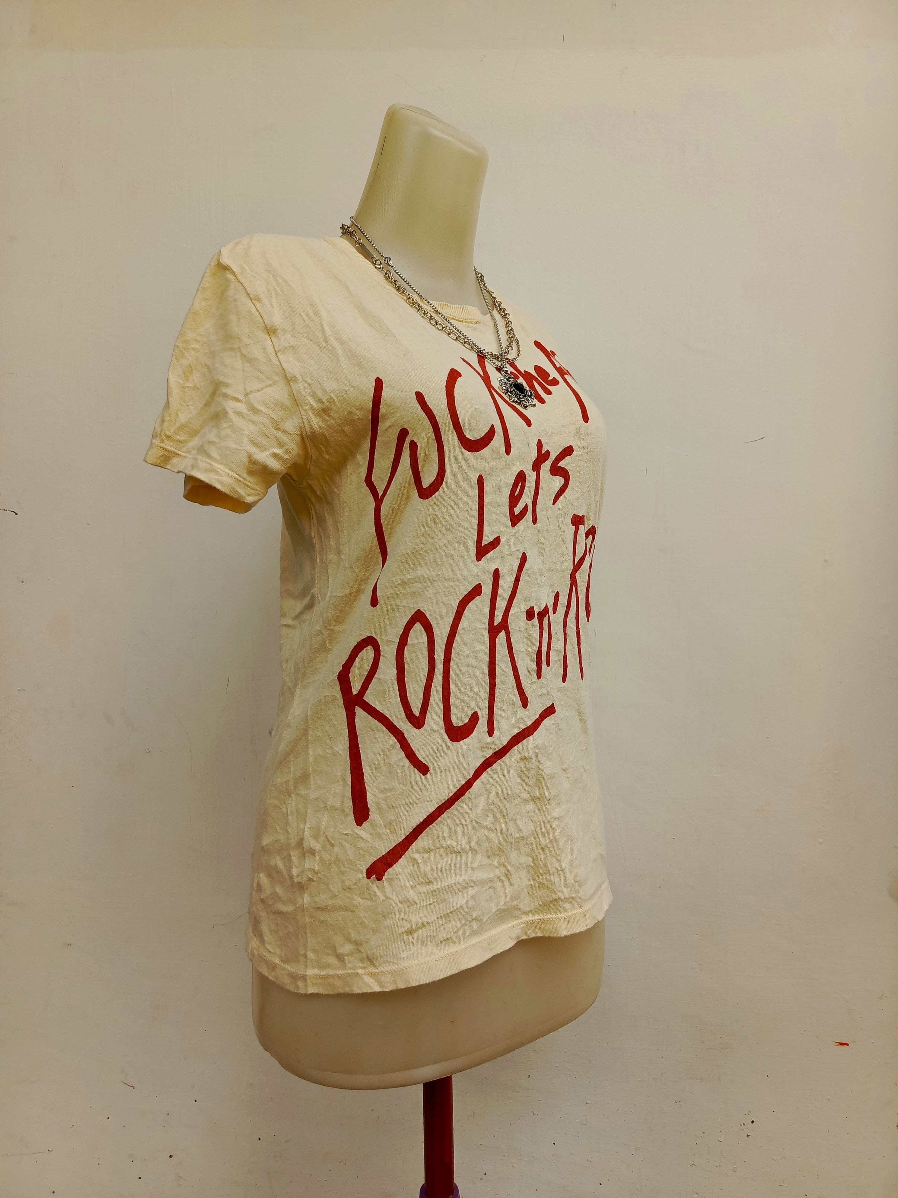 Japanese Brand Worn Free Fuck The Art Lets Rock N Roll Punk Rock Tee Size XS / US 0-2 / IT 36-38 - 4 Thumbnail