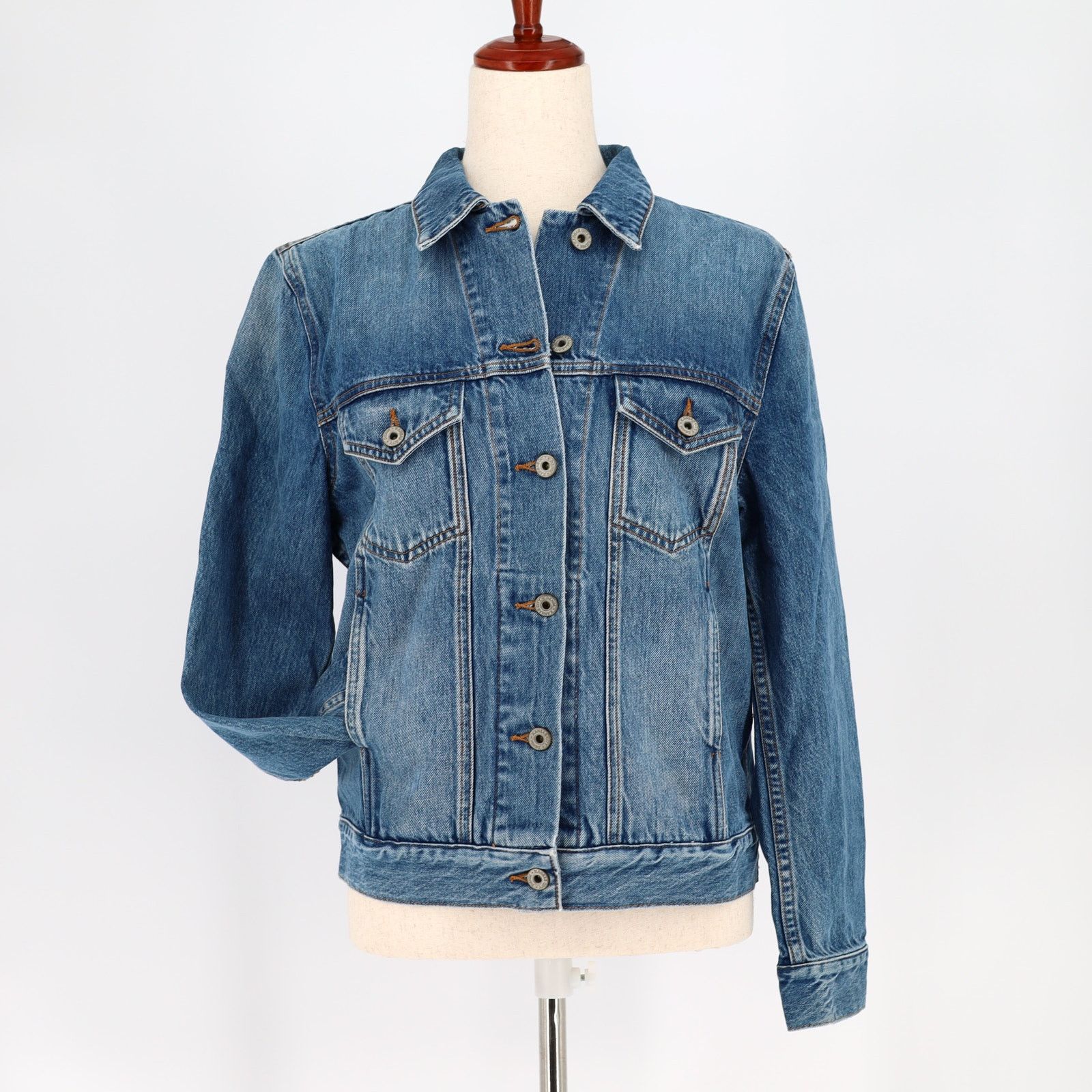 Baldwin Baldwin Women Blue Medium Wash Denim Moto Boxy Jacket Size S Size S / US 4 / IT 40 - 1 Thumbnail