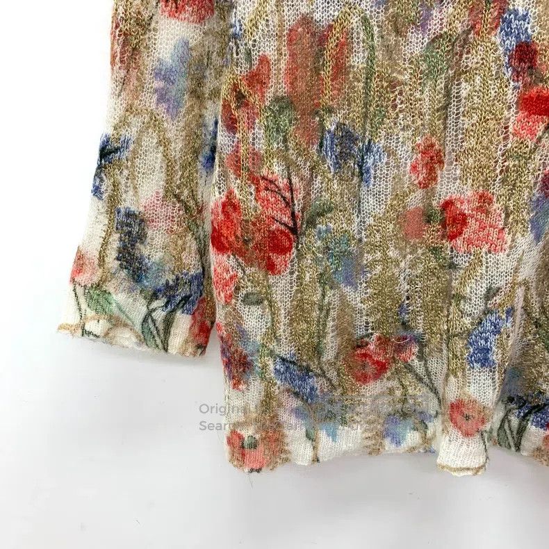 Dior Dior Multi-coloured cashmere floral hollow round-neck long Size XS / US 0-2 / IT 36-38 - 4 Thumbnail